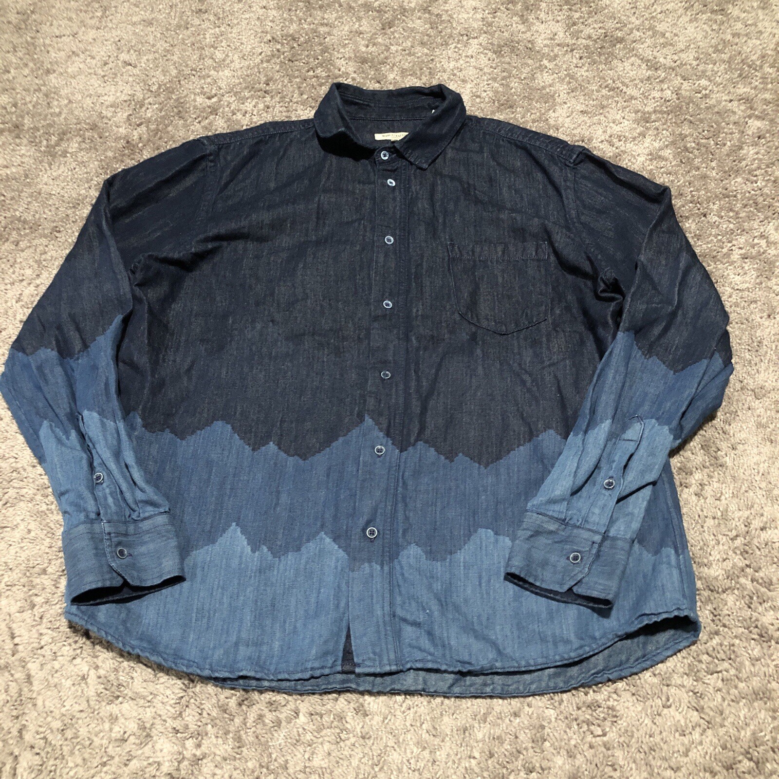 Levi’s Made & Crafted Indigo Dip Dyed Denim Linen Blend Shirt Size 3 Western