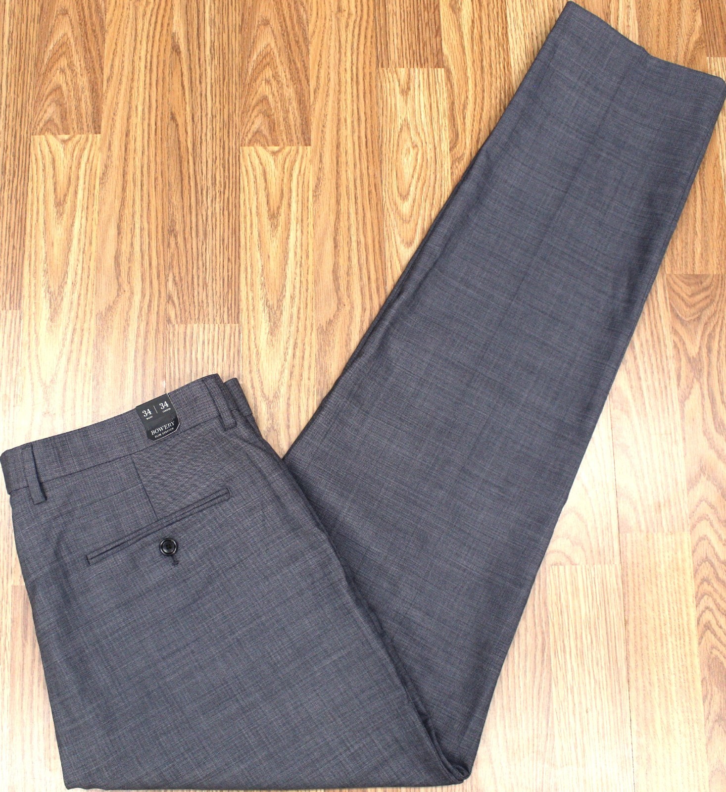 NEW! J.CREW SLIM FIT BOWERY PANTS WOOL/POLY/SPANDEX GRAY Sz 34W x 34L