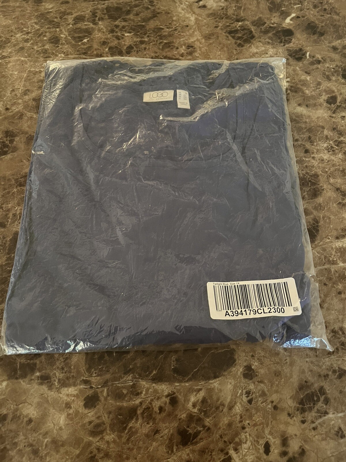 LOGO by Lori Goldstein Cotton Modal Top w/ Eyelet Lace Hem Twilight 1X A394179