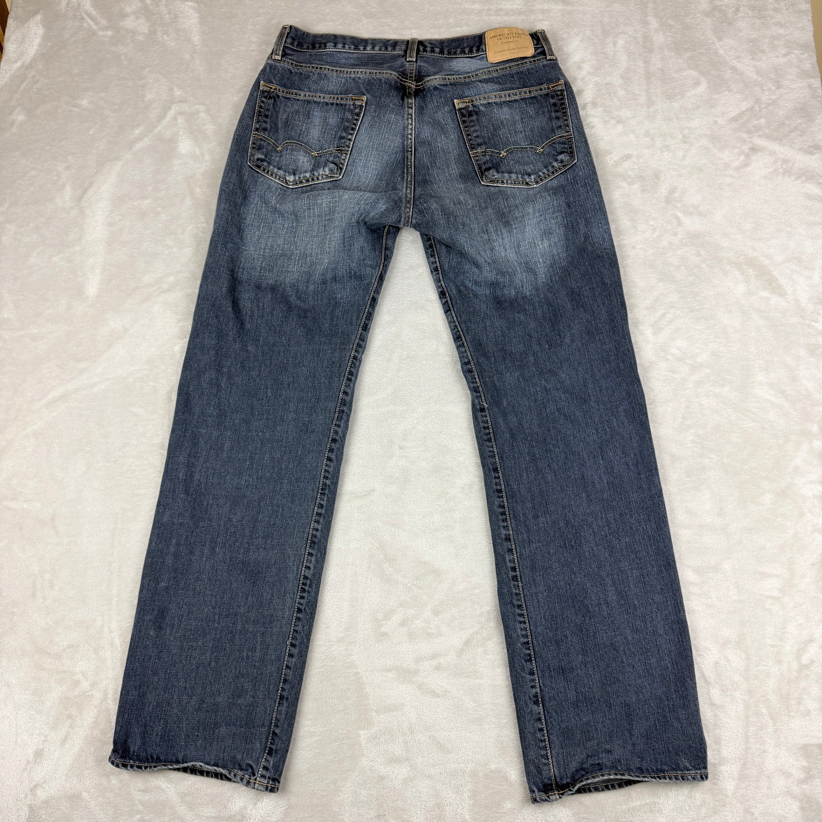 American Eagle Jeans Mens 32×32 Blue Straight Button Fly Y2K Rugged Workwear
