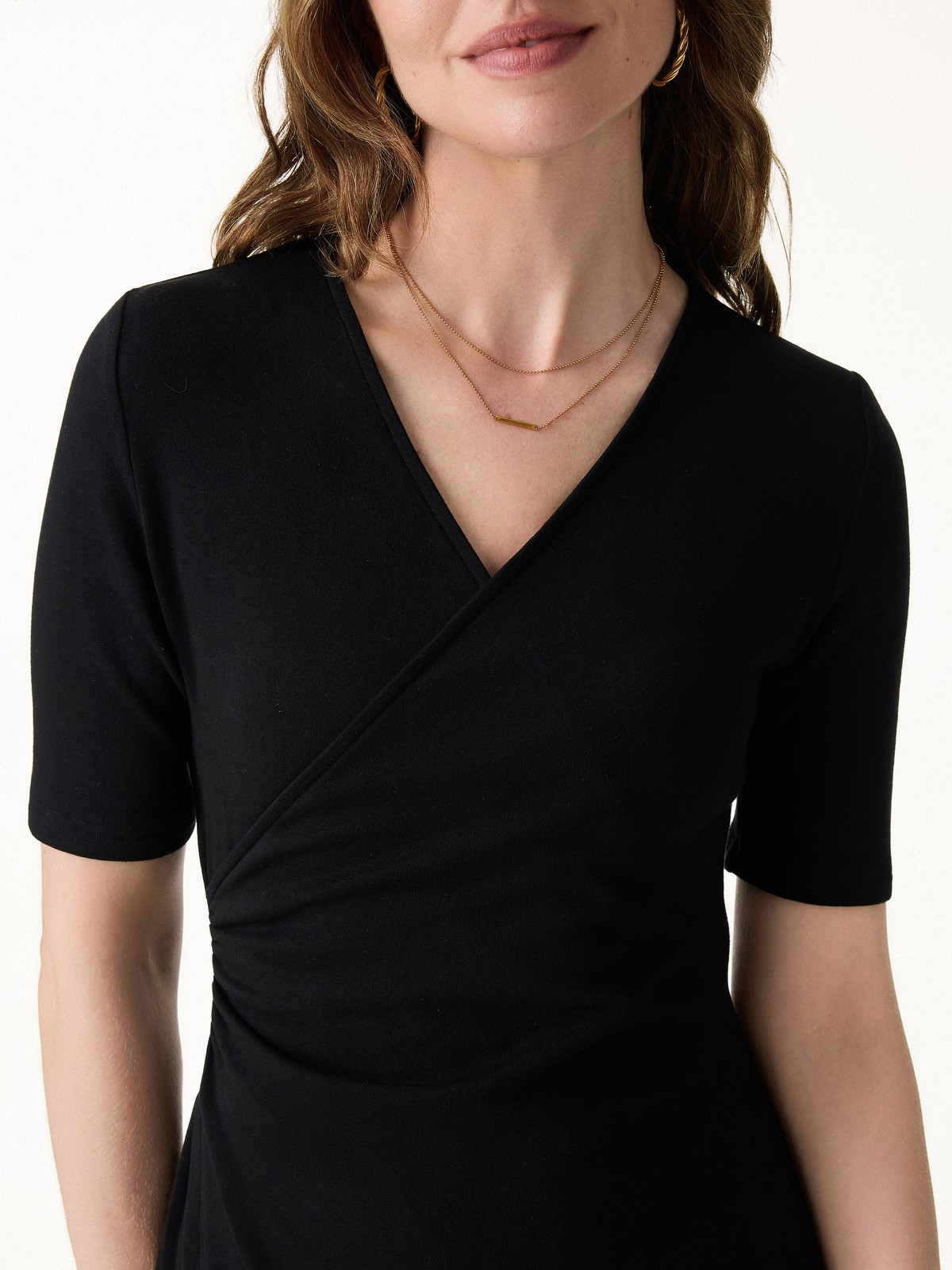 OGL Surplice Ruched Fit-and-Flare Mini Dress
