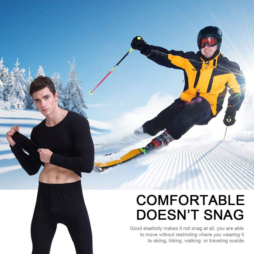 Winter Men Ski Fleece Thermal Long Johns Underwear Set Base Layer Top & Bottom