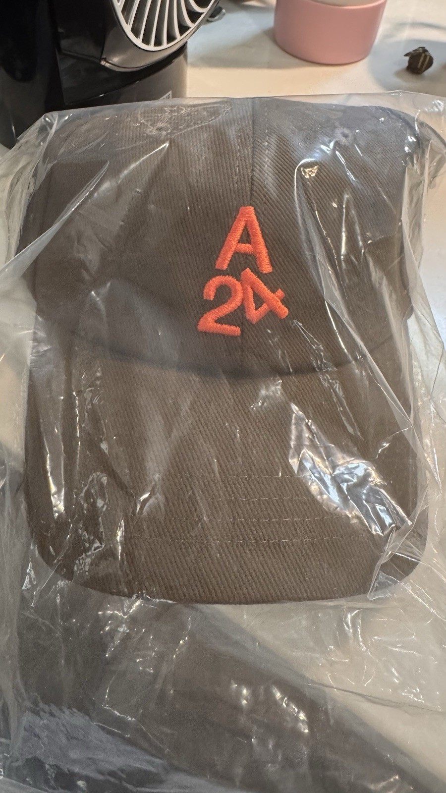 A24 Spring Logo Hat brown with Orange Embroidery