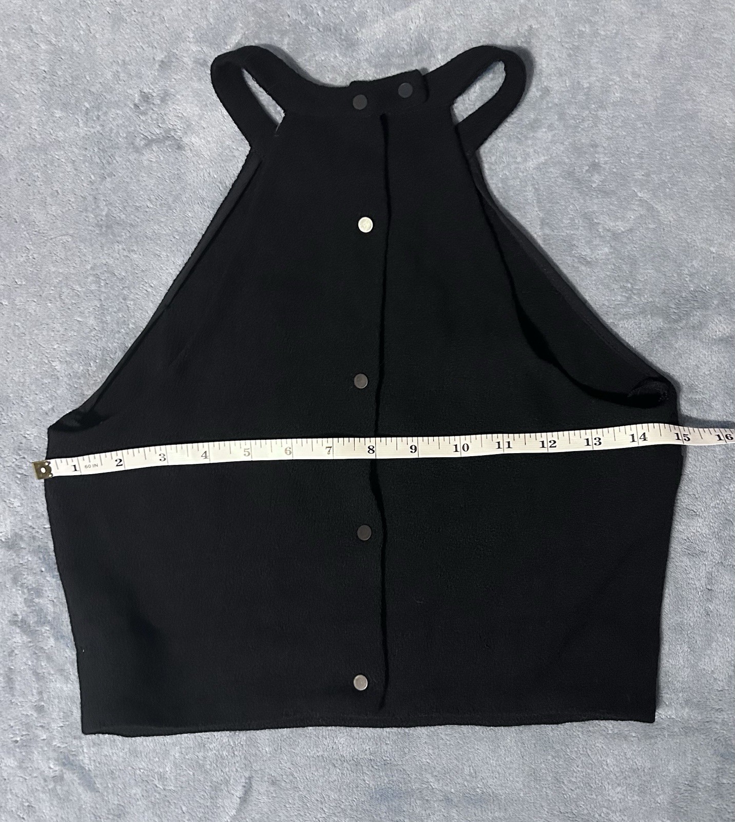 A.L.C. Women’s Black Sleeveless Mock Neck Cropped Knit Button Back Top Size 0