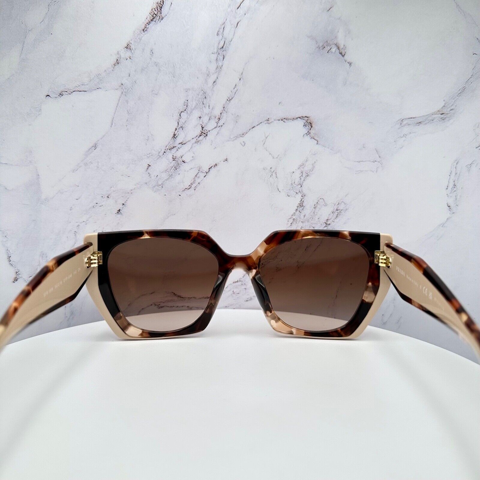 PRADA Sunglasses Brown PR 15WS 01R0A6 Square Womens Beige Tortoise Gold
