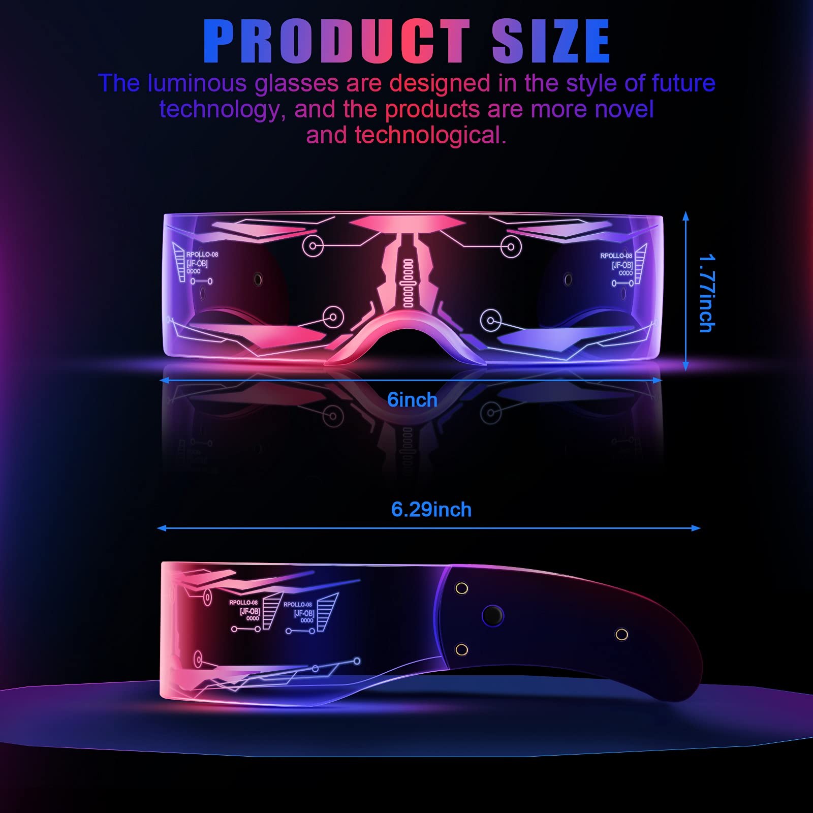 TOODOO 2 Pairs LED Visor Glasses 7 Colors as shown in the picture, B09dctq9nn