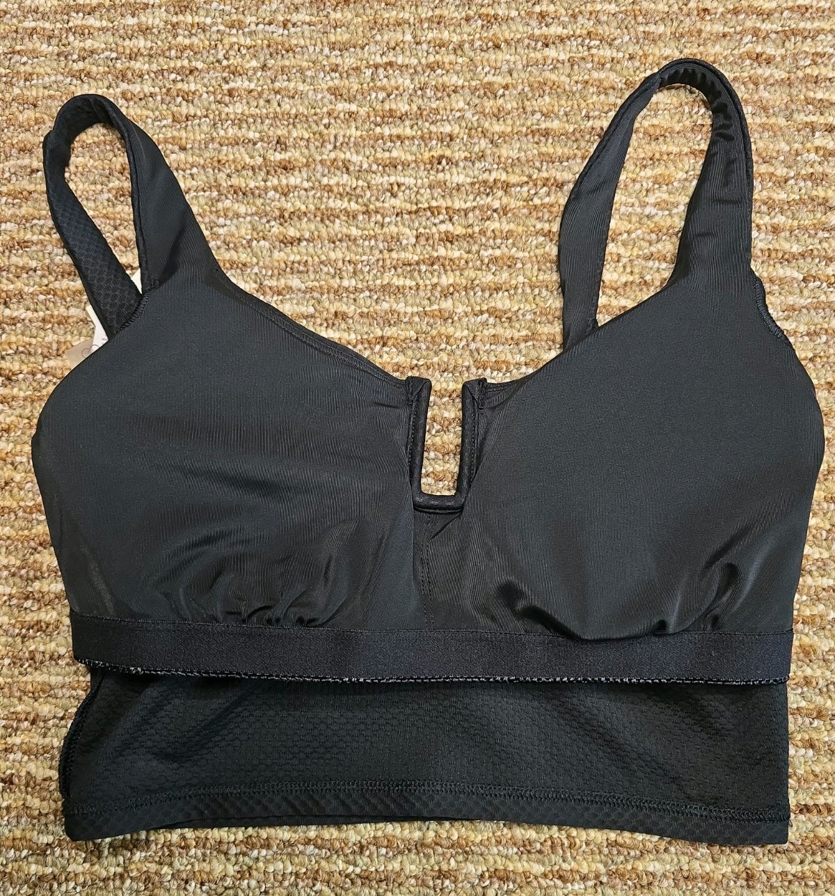 $58 NWT Calia By Carrie Underwood Textured Crop Swim Top Black sx Small