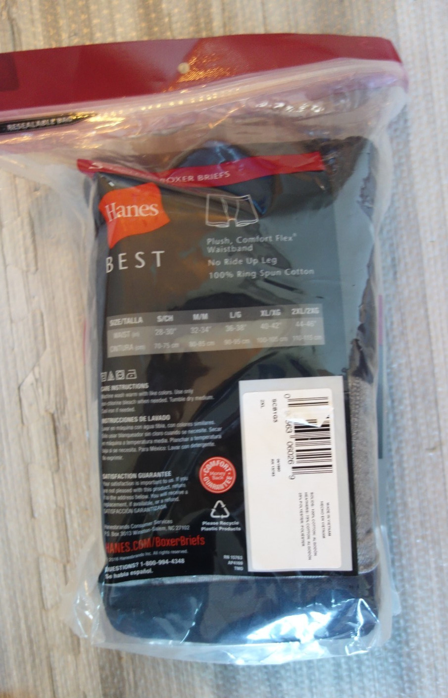Hanes Best Tagless Boxer Briefs Size 2X 44-46 Gray & Black Pack of 5 Pair
