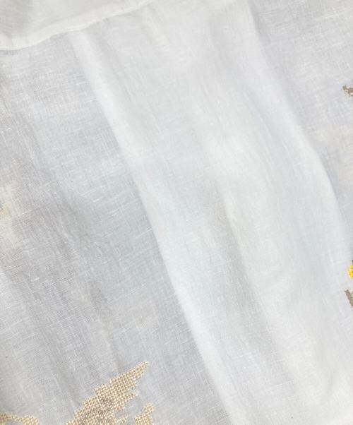 KHOKI Cross-stitch Linen Shirt Men’s White, Size L, Embroidered Cotton Blend