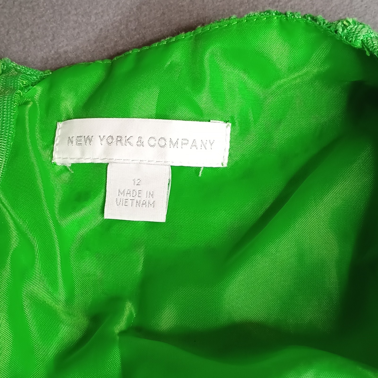New York & Company Green A-Line Lined Sleeveless Dress 12 Eyelet Lace Party