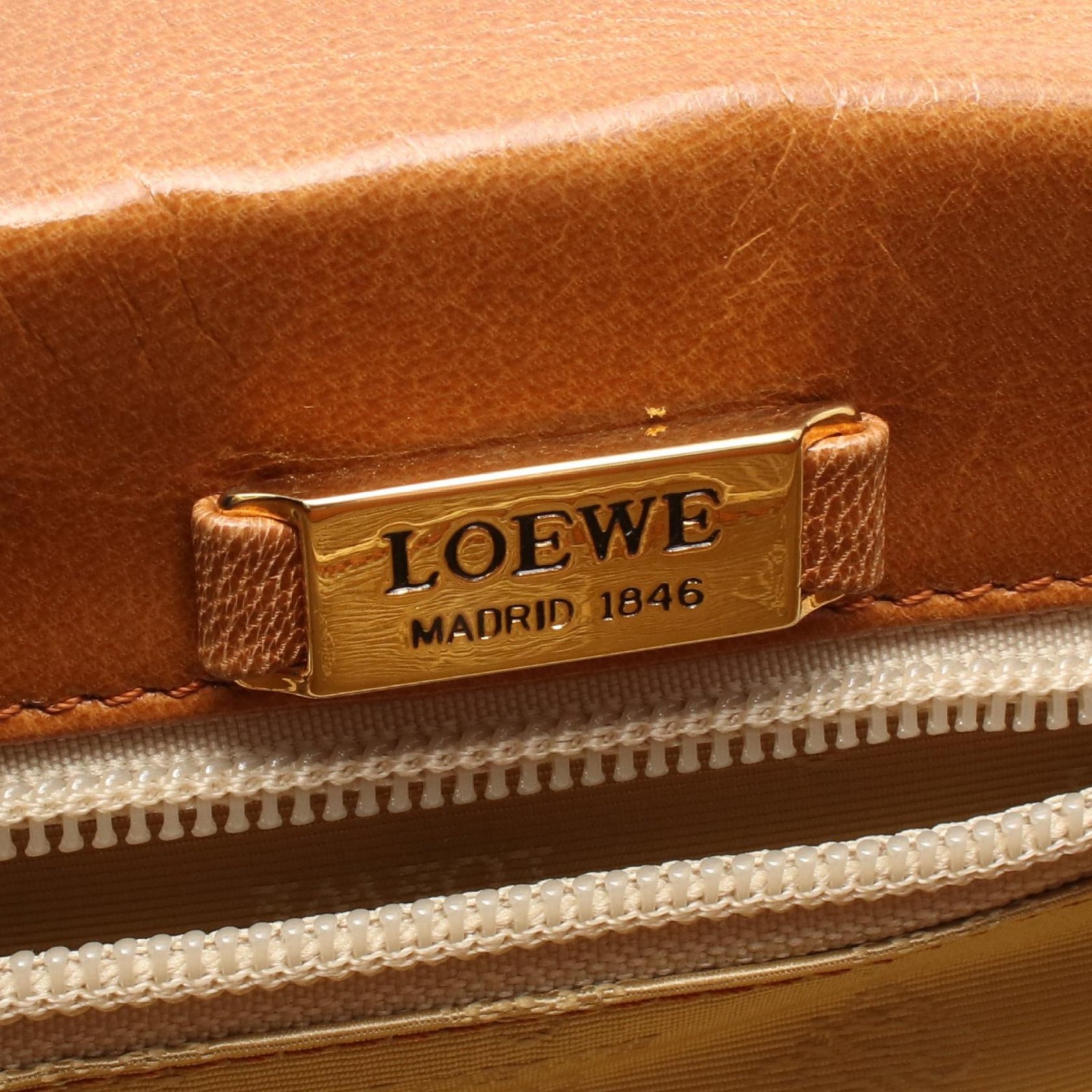 LOEWE Shoulder Bag leather Brown Gold GHW Used Women
