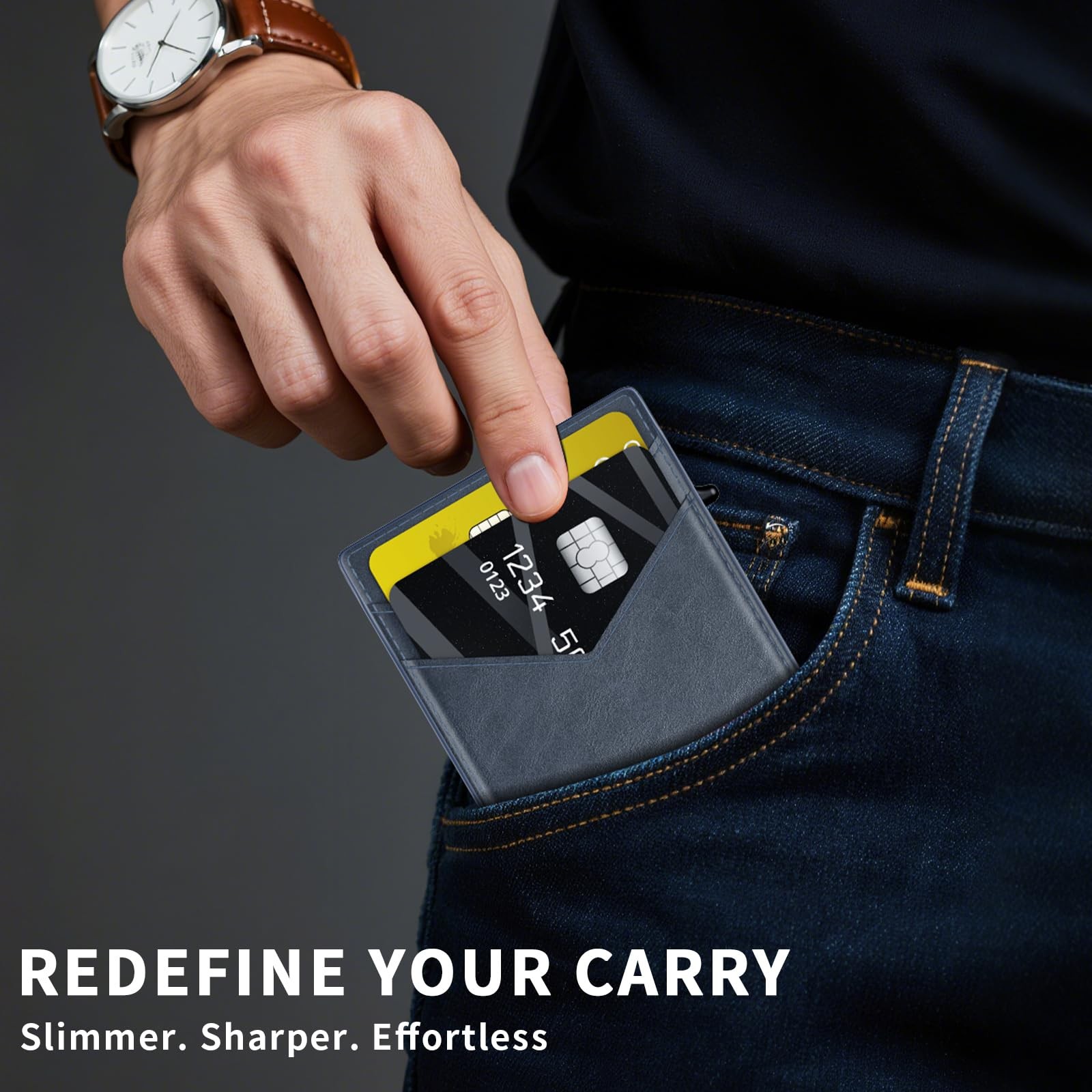KISUEDZP Wallet for Men Aluminum RFID 4.06 x 2.44 x 0.86 inches, Blue