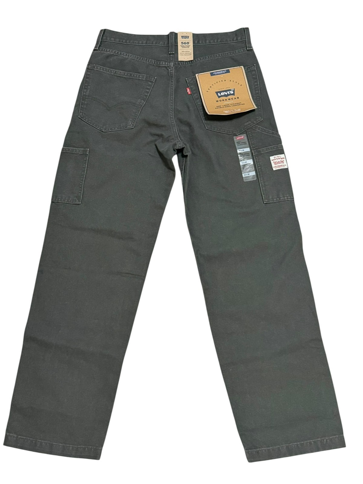 Levi’s 568 Workwear Loose Straight Carpenter Pants Men Green Cotton W31 x L32