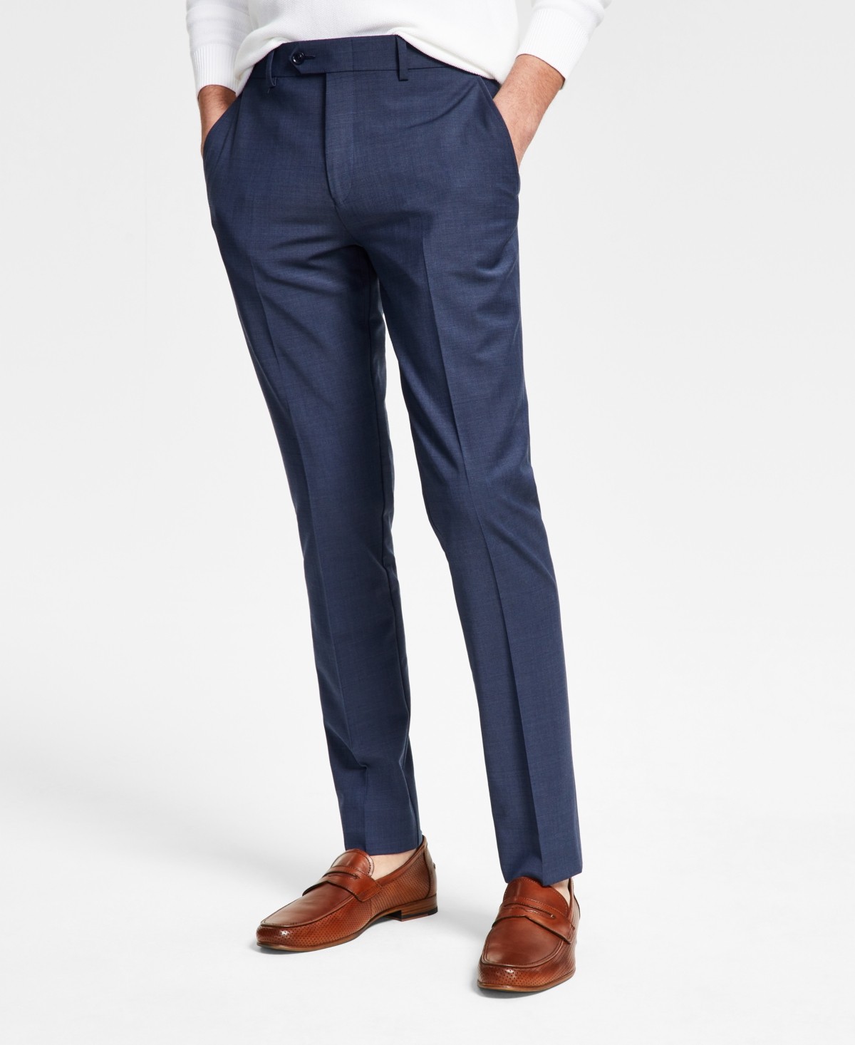 Bar Iii Mens Slim fit Dress Pants 32 / 32 Navy Blue Solid Stretch
