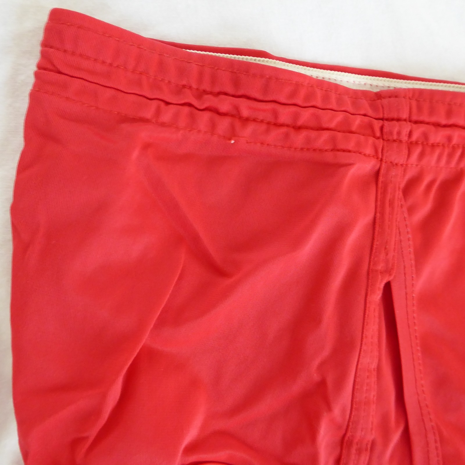 Vtg men’s full-cut brief underwear, unknown brand, red, nylon, L, USA