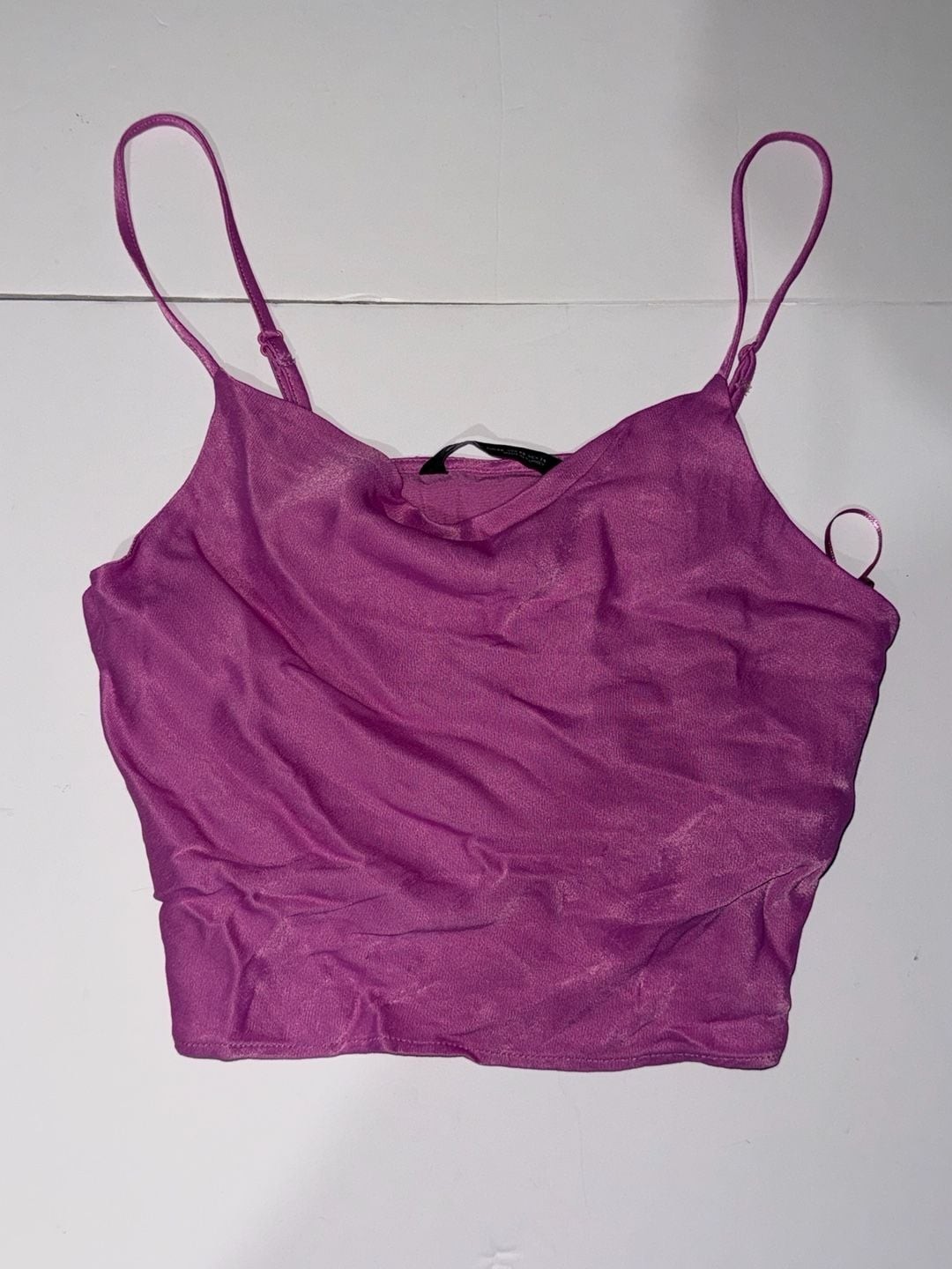 Zara Purple Satin Cowl Neck Crop Top Cami