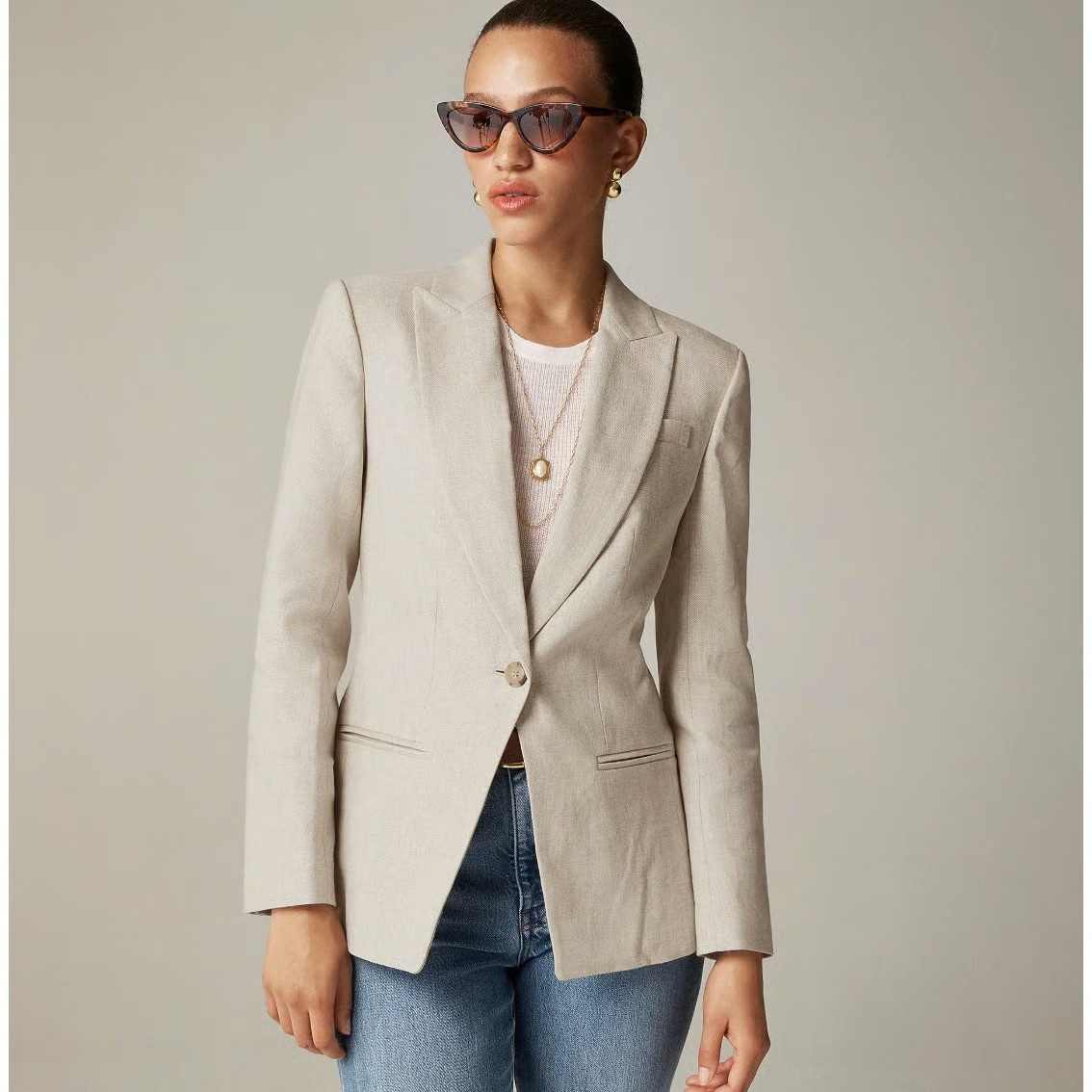 NWT J.Crew Alexandra Blazer in Flax Ivory Stretch Linen Blend Jacket 6