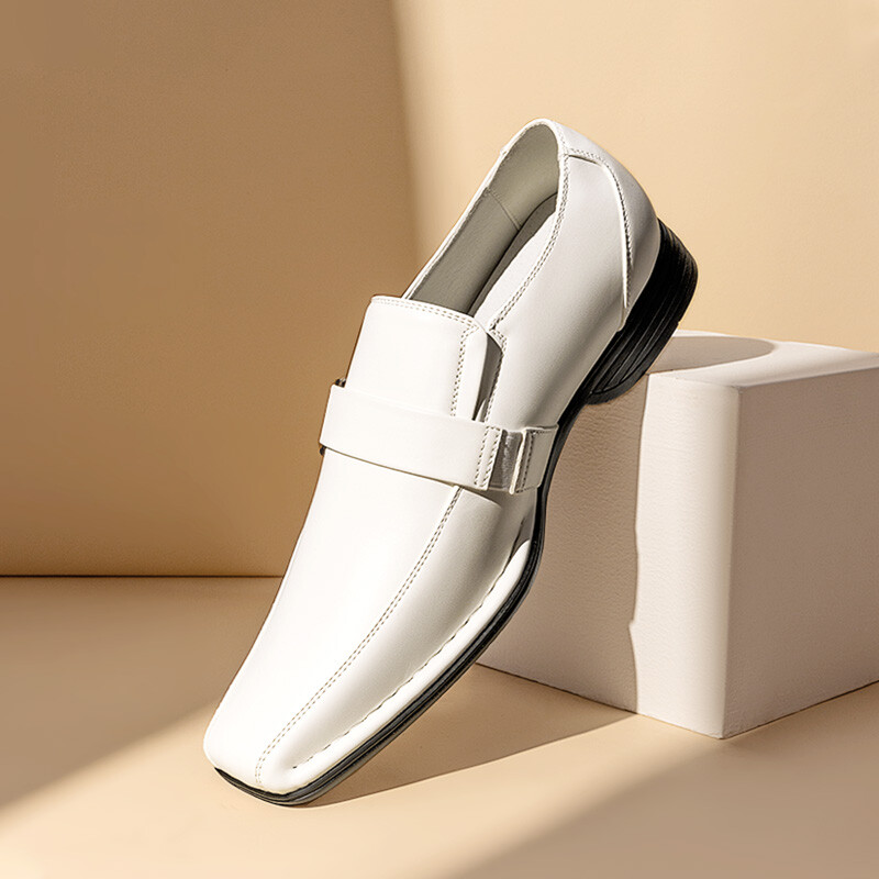 Men Dress Shoes Oxford Faux Leather Slip On Business Square Toe Loafer Shoes