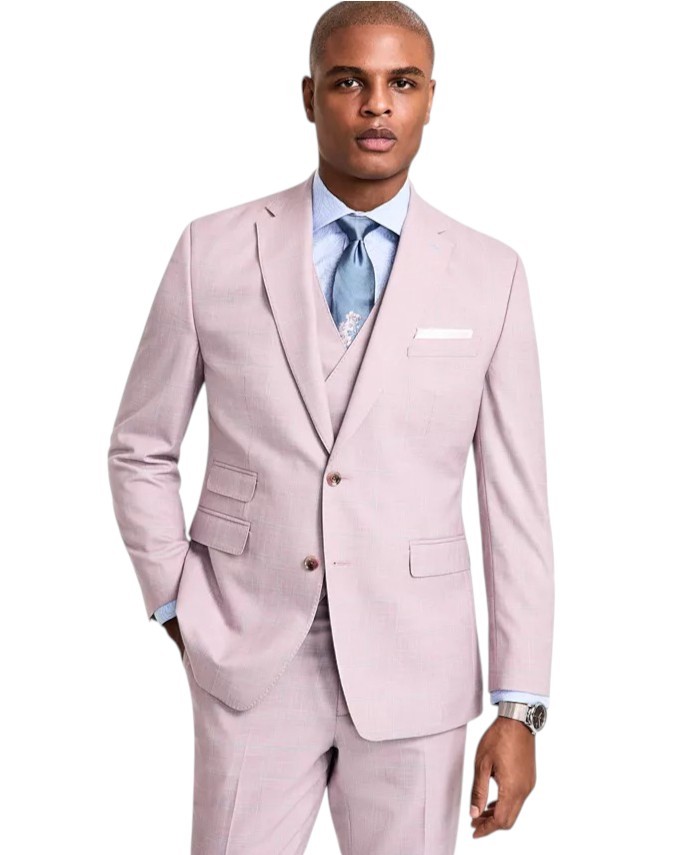 Tayion Mens Regular fit Suit Jacket Blazer 50 R Pink Plaid