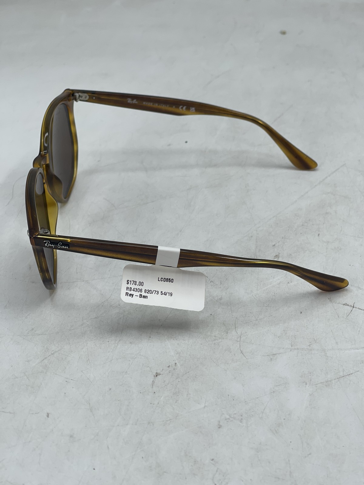 Ray Ban Unisex Irregular Sunglasses Striped Light Havana Dark Brown