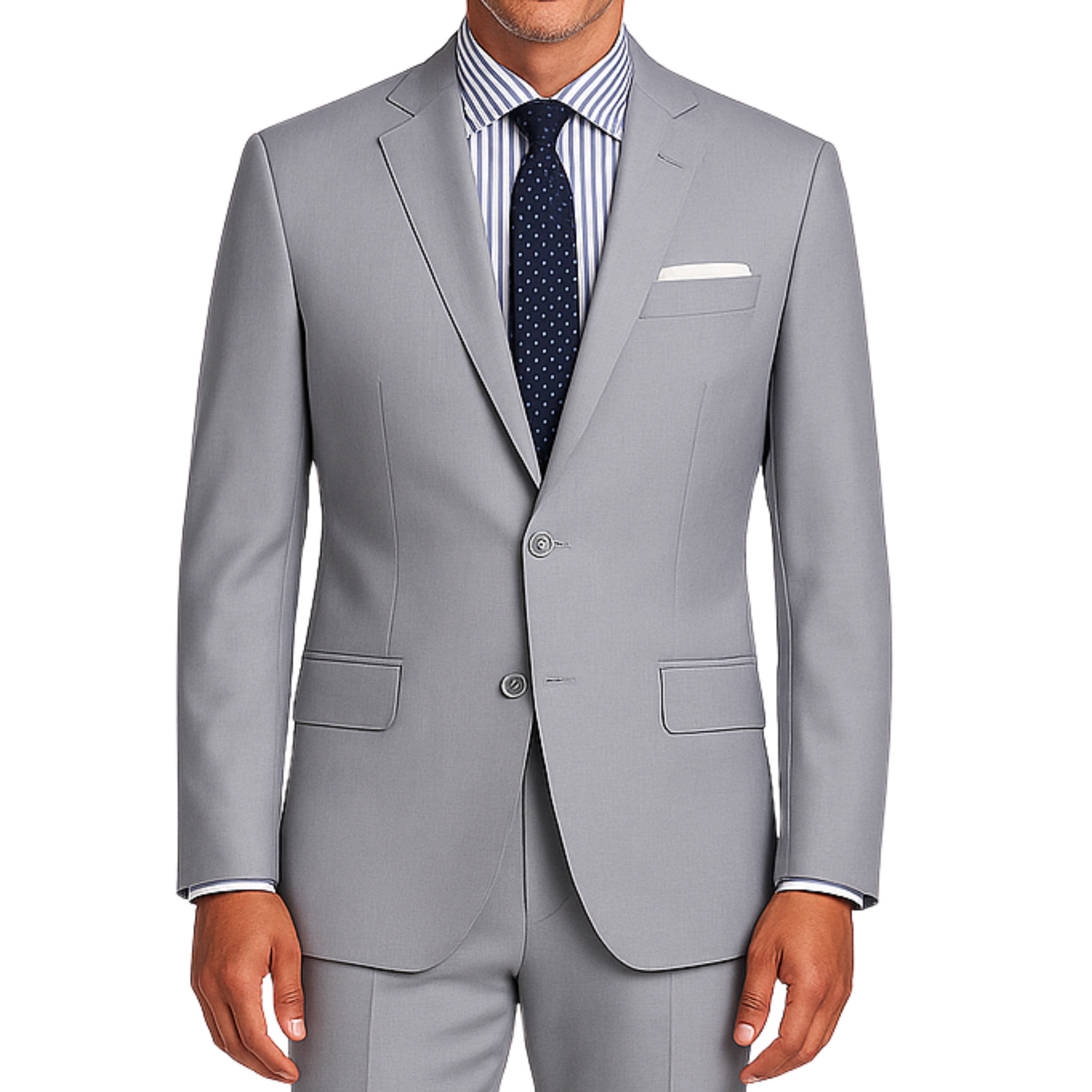 VINCI Men’s Light Gray 2-Button Slim Fit Suit – NEW