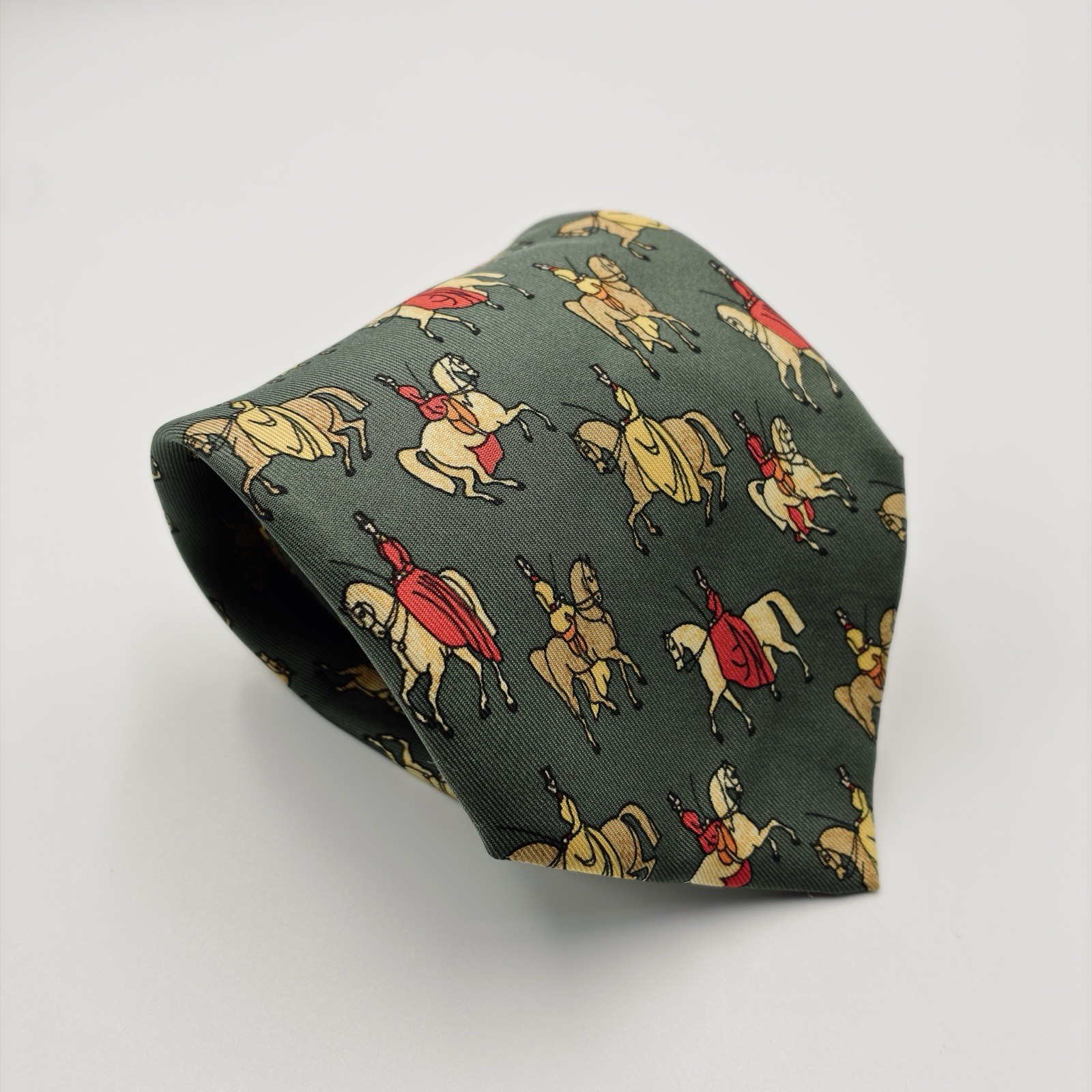 Vintage Hermès Tie, Horse, Horseback Riding, 7413HA, 100% Silk, W: 3.5 in