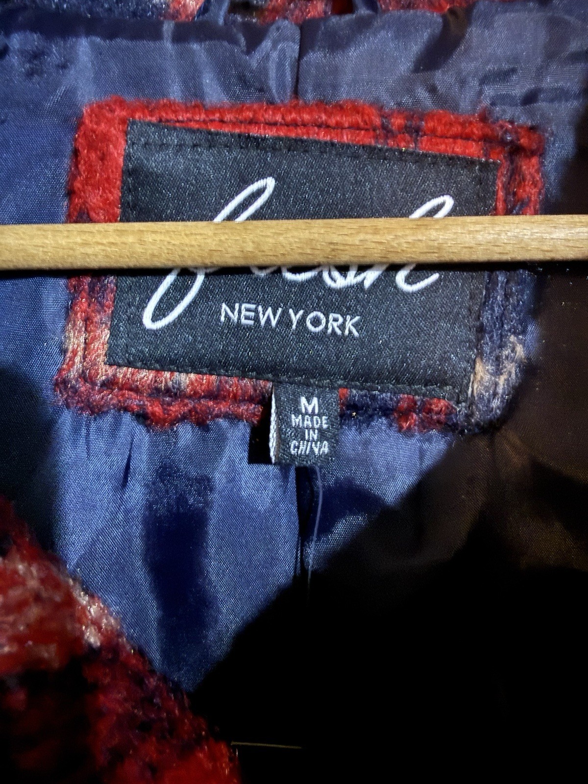 New Fresh New York Red Plaid Double Breasted Pea Coat Size M Misses Womens