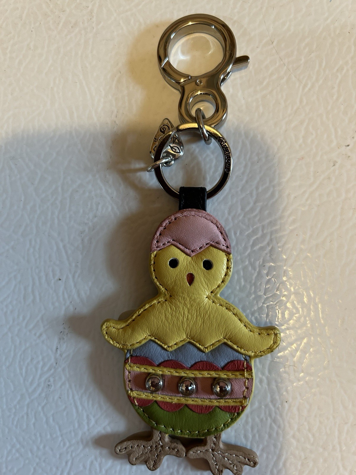 Brighton Multicolor Bird Chick Leather & Metal Key Chain with Rhinestone Accents