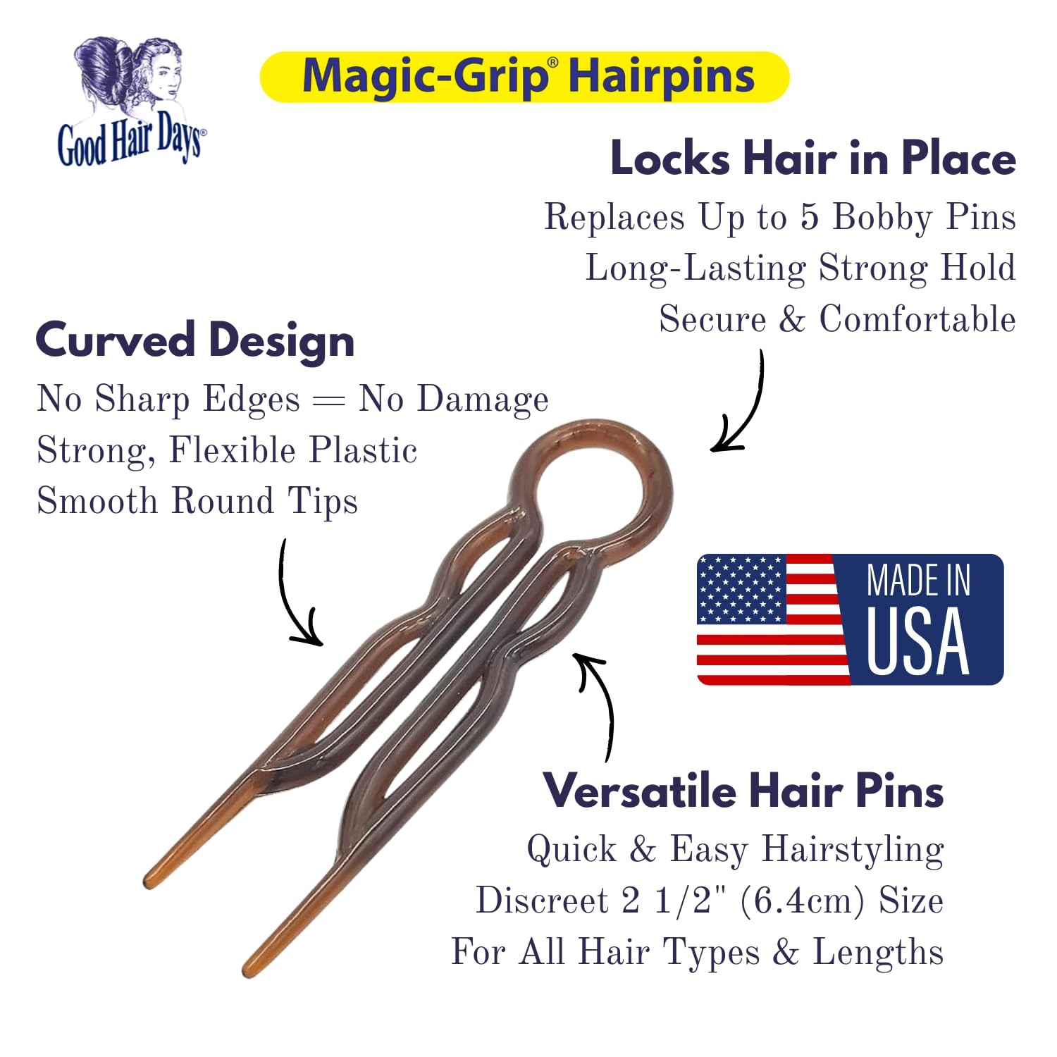 -Grip Hairpins Crystal (10 Count)