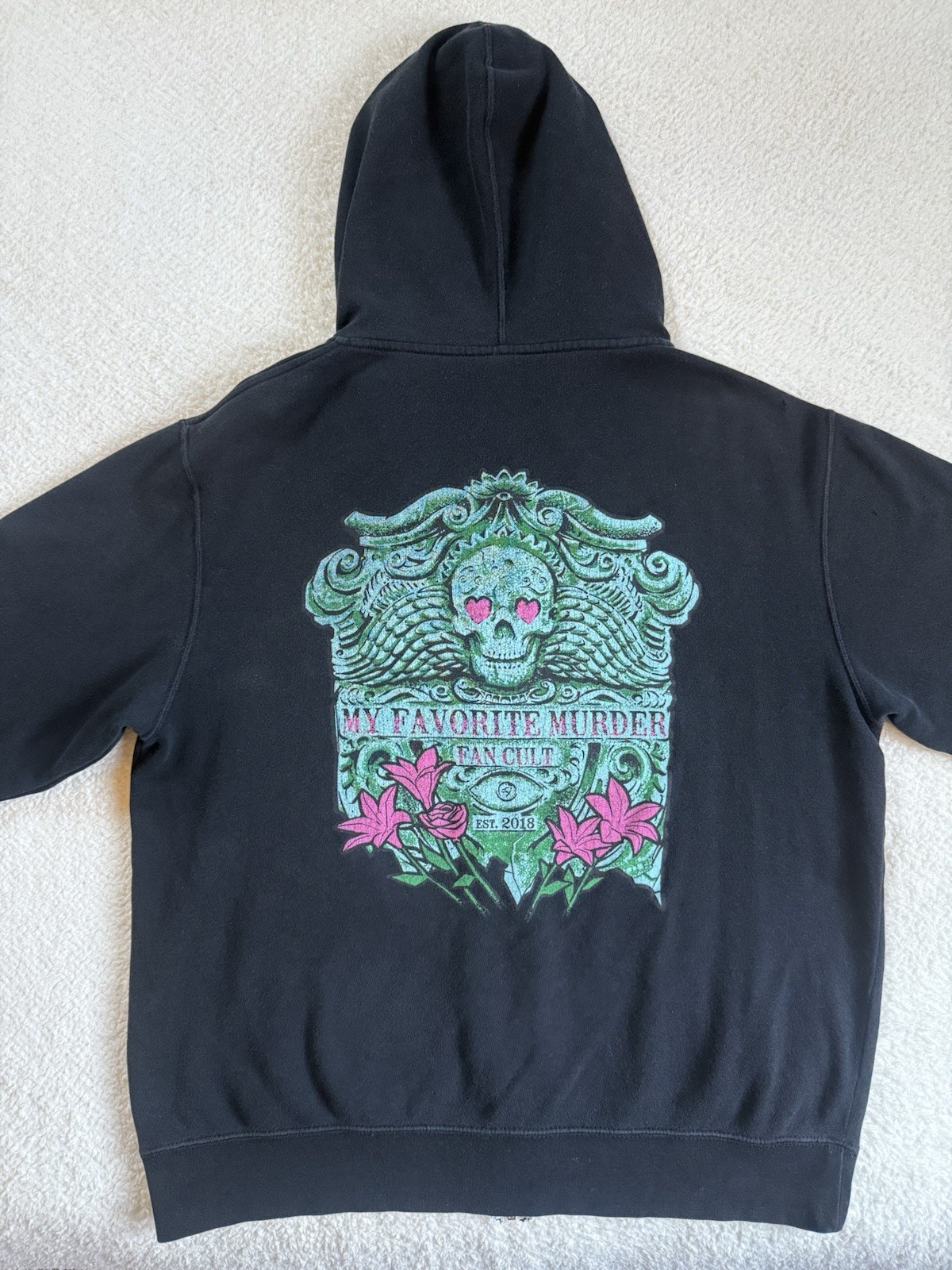 My Favorite Murder Fan Cult Black Zip Up Hoodie Tombstone Graphic Size L