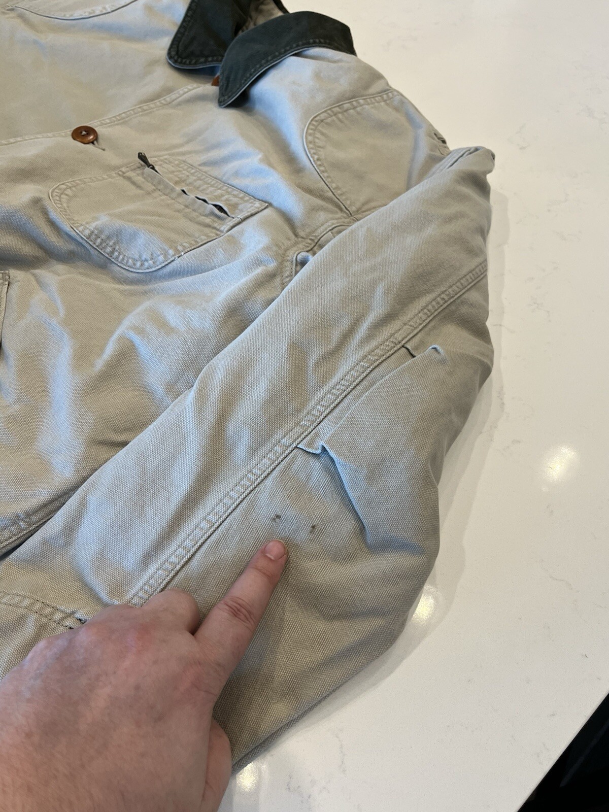 Vintage LL Bean Jacket Coat Chore Barn Primaloft Removable Lining Tan XL
