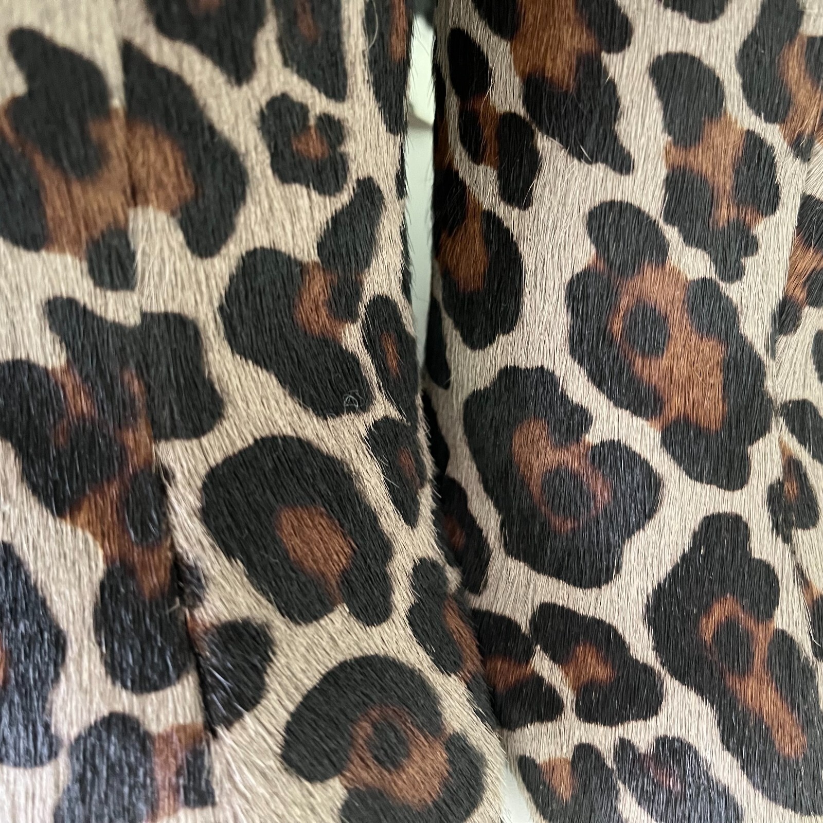 Zara Animal Print 100% Leather Mules Leopard Print Square Toe 2.8in Heel Sz 7.5