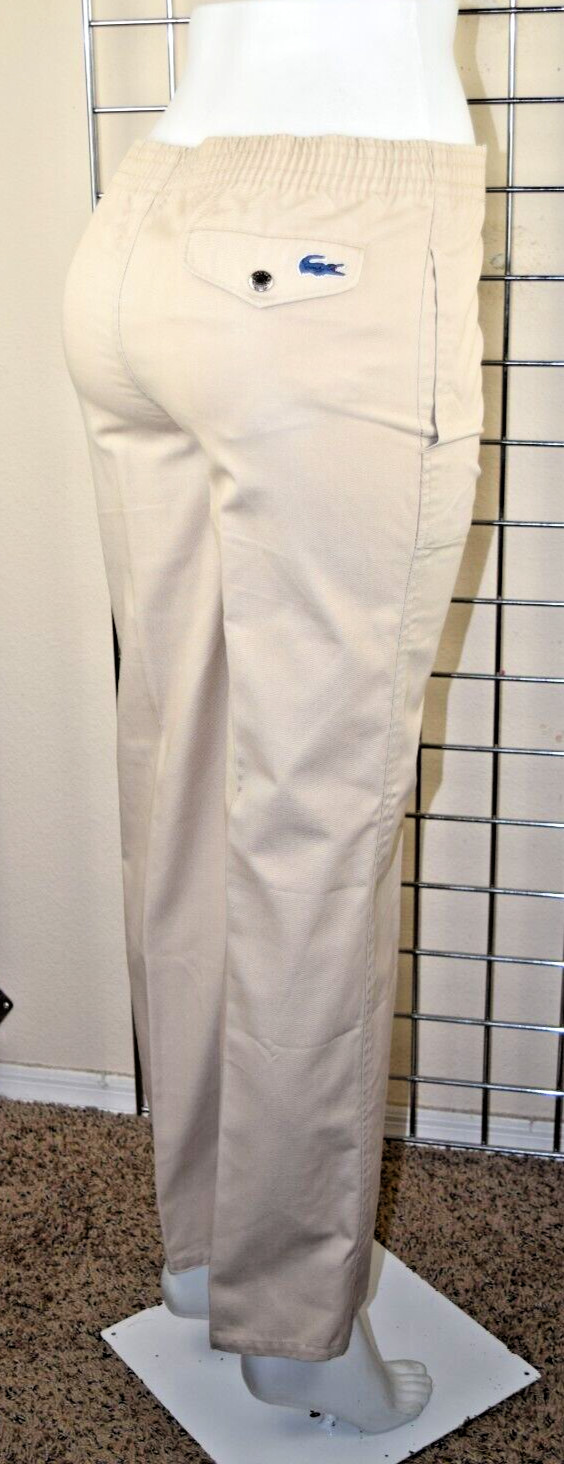 Vintage IZOD Lacoste Pants Size 18 70s Beige Straight Leg Blue Crocodile