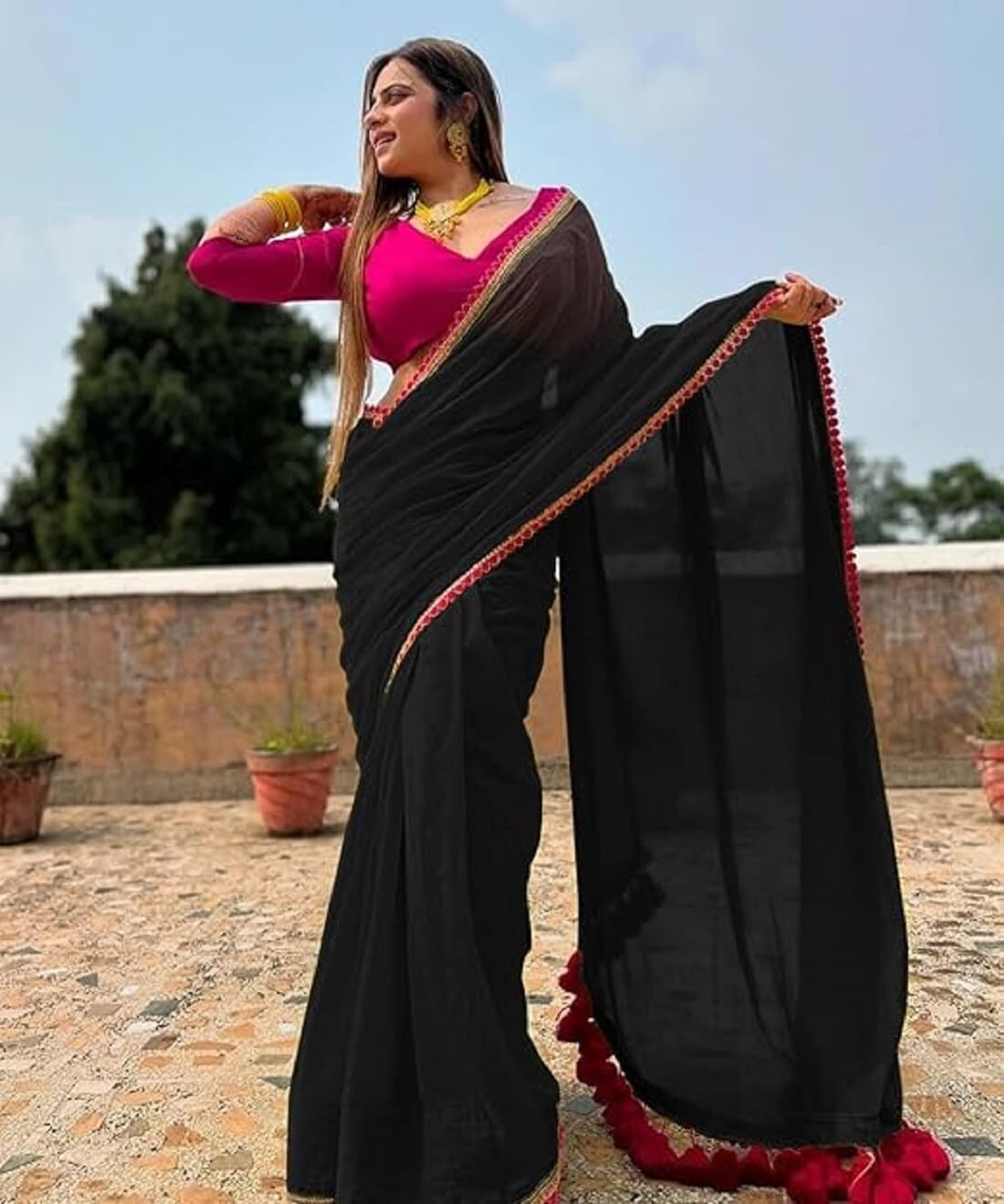 Black Georgette Designer Saree