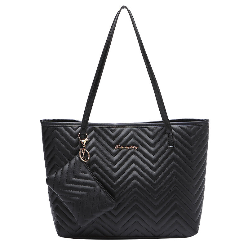 Women’s Fashionable Wave Pattern Diamond Plaid Embroidered Shoulder Bag