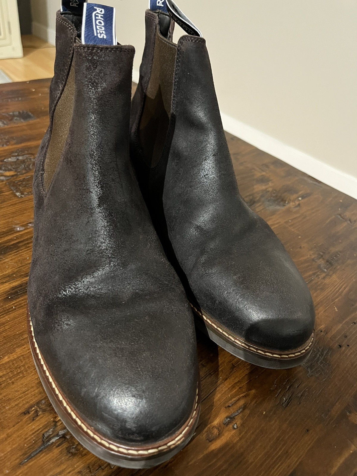 Rhodes Footwear Huxley Chelsea Boots Mens Size 12 Roughout Brown Leather
