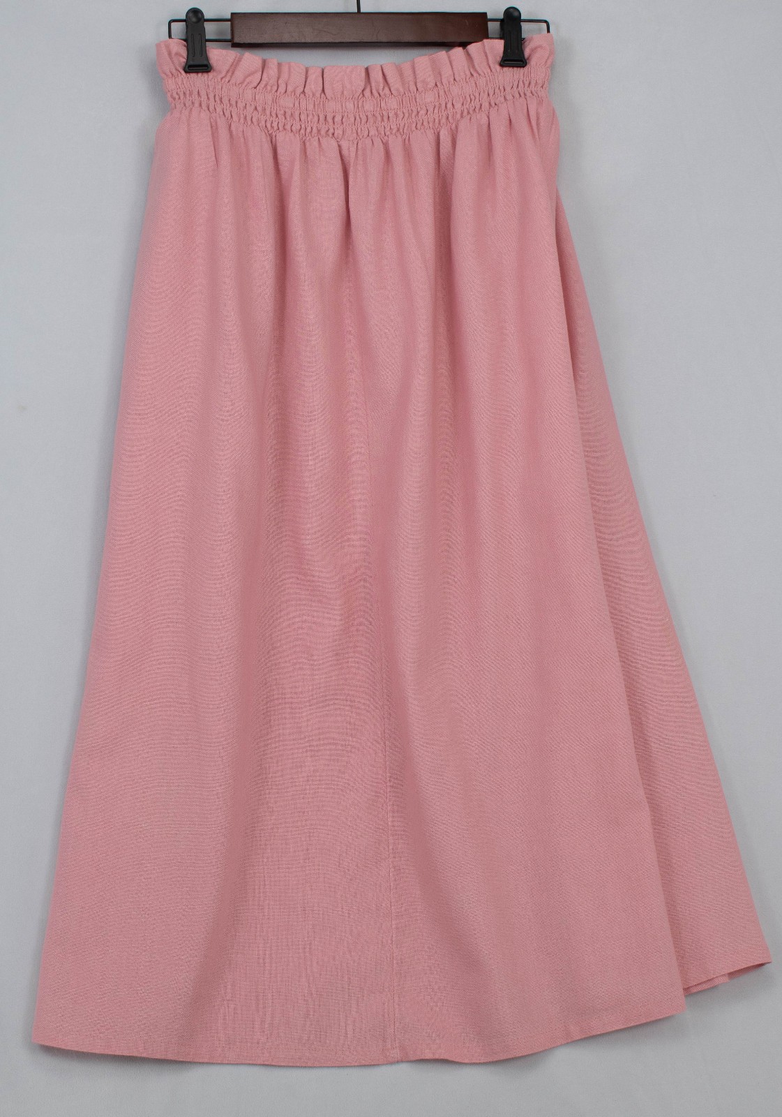 Amalfi Linen Drape Full Midi Skirt Woman’s L Wide Gathered Waistband