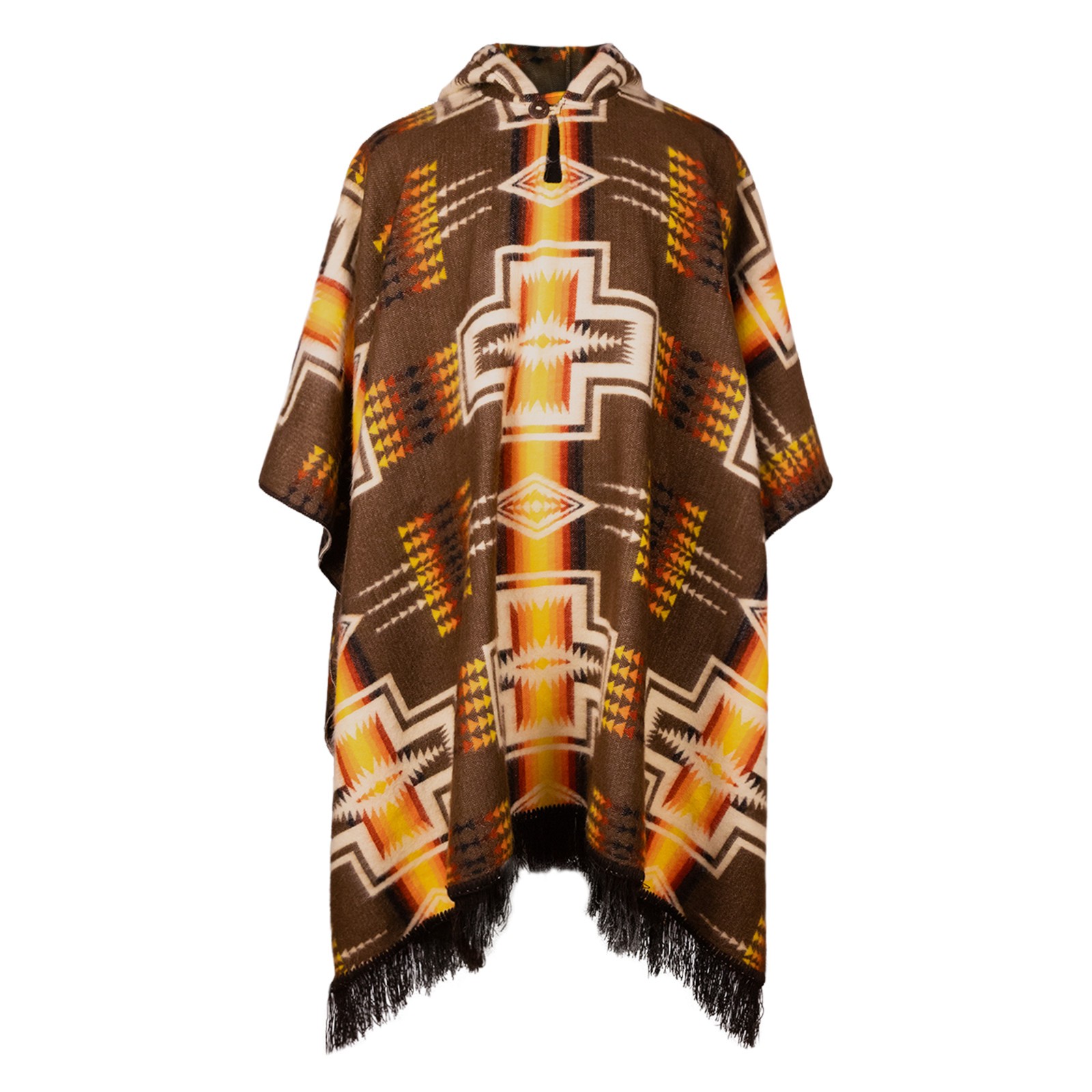 ALPACA WOOL HOODED PONCHO AZTEC SOUTHWEST BOHO UNISEX ONE SIZE S-XXL