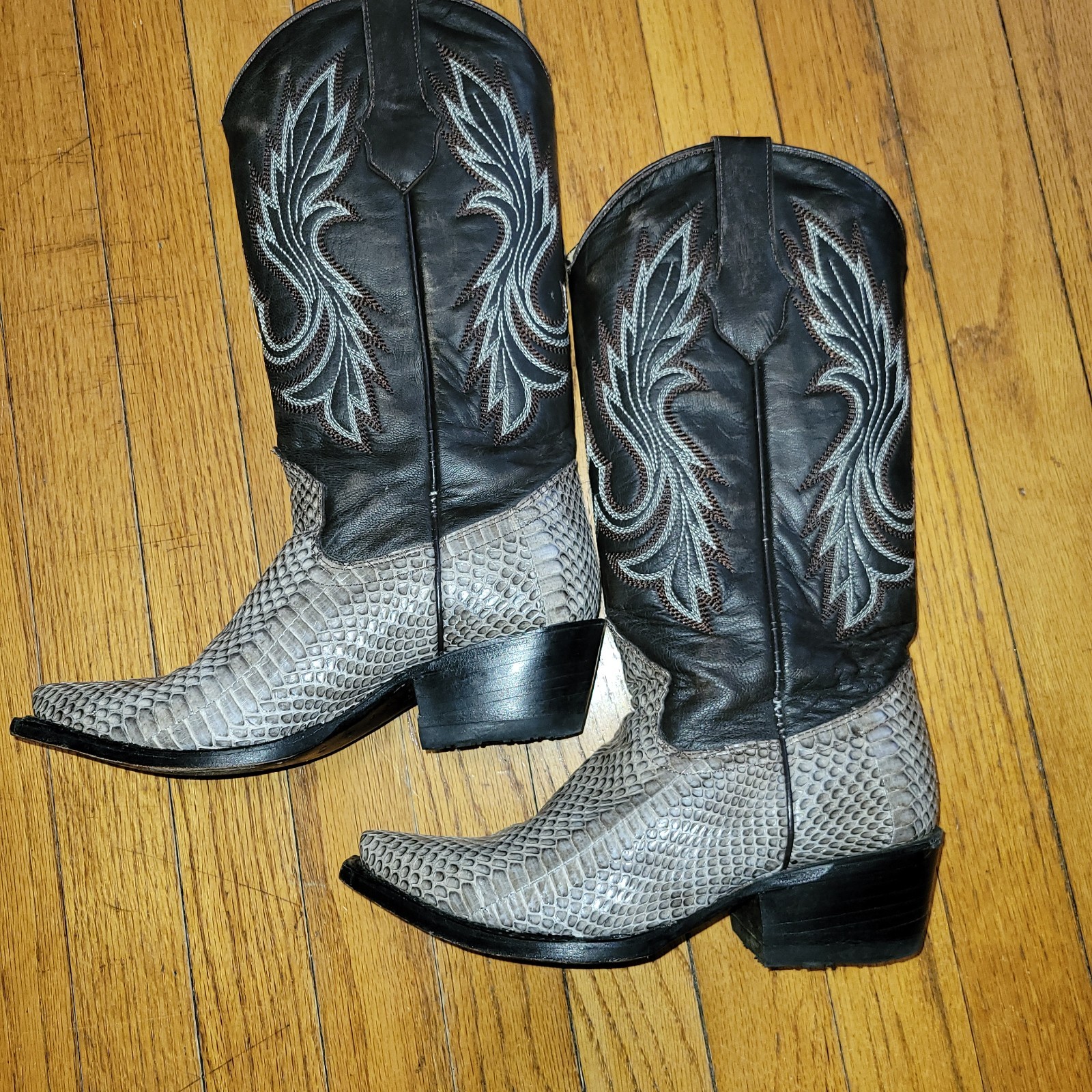 King Exotic NATURAL Genuine Cobra SnakeWestern Boot Pointed US M6 W7.5 Cowboy