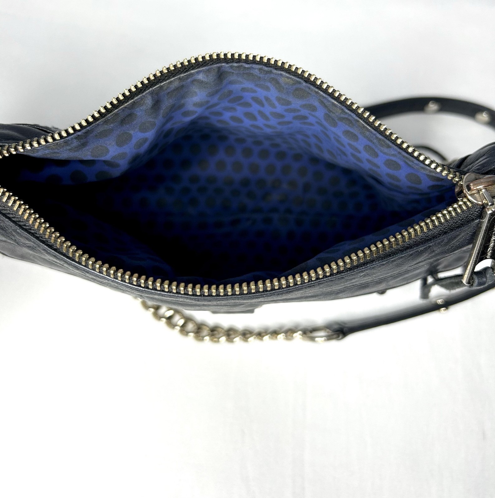 Rebecca Minkoff Purse Mini MAC Crossbody Clutch Bag Black Leather Chain Strap
