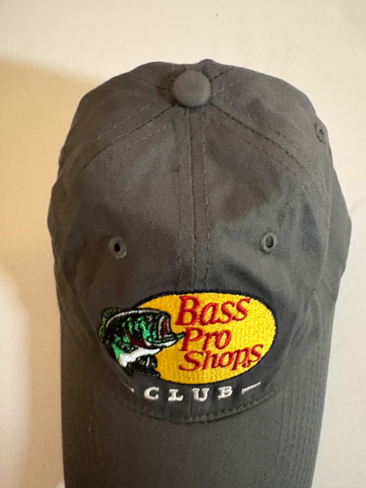 Bass Pro Shops Club Strapback Hat Cap Gray Embroidered Logo Outdoor Fishing