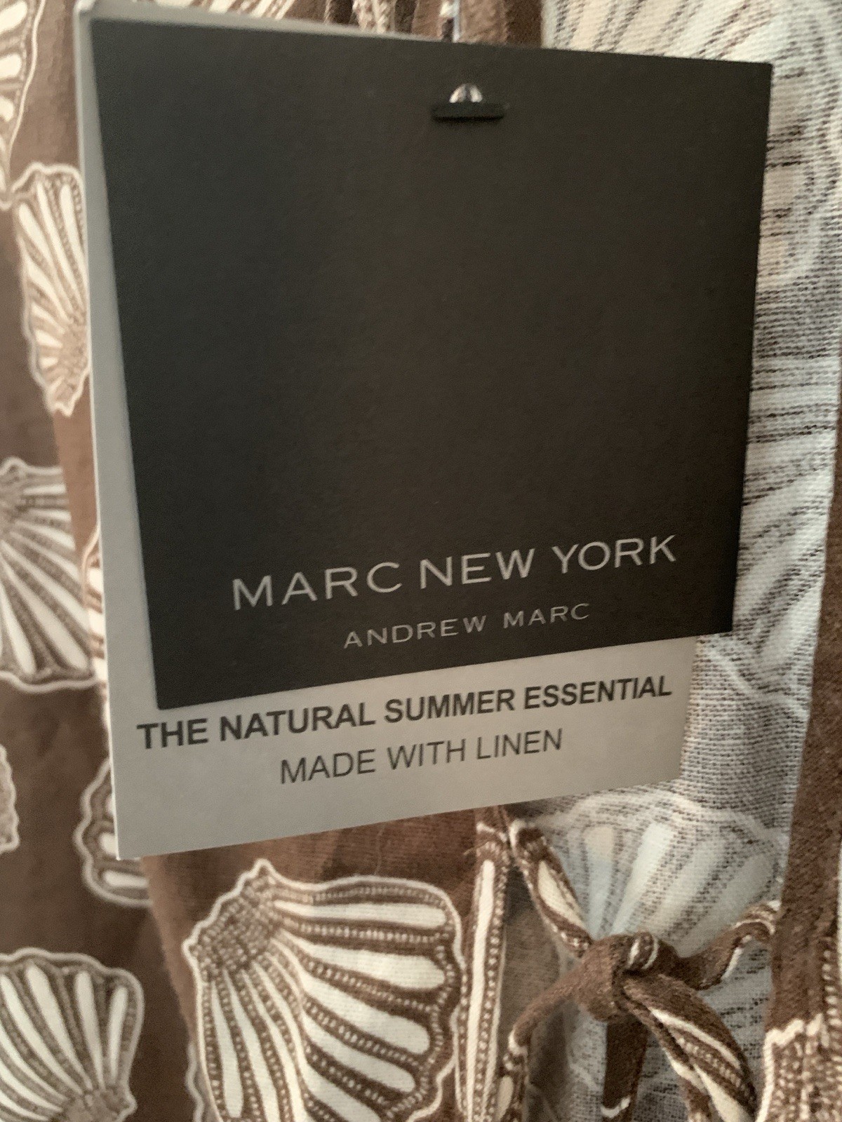 MARC NEW YORK XL Brown Cream Seashell Tie Front Blouse M6MTB661 NWT retail $69