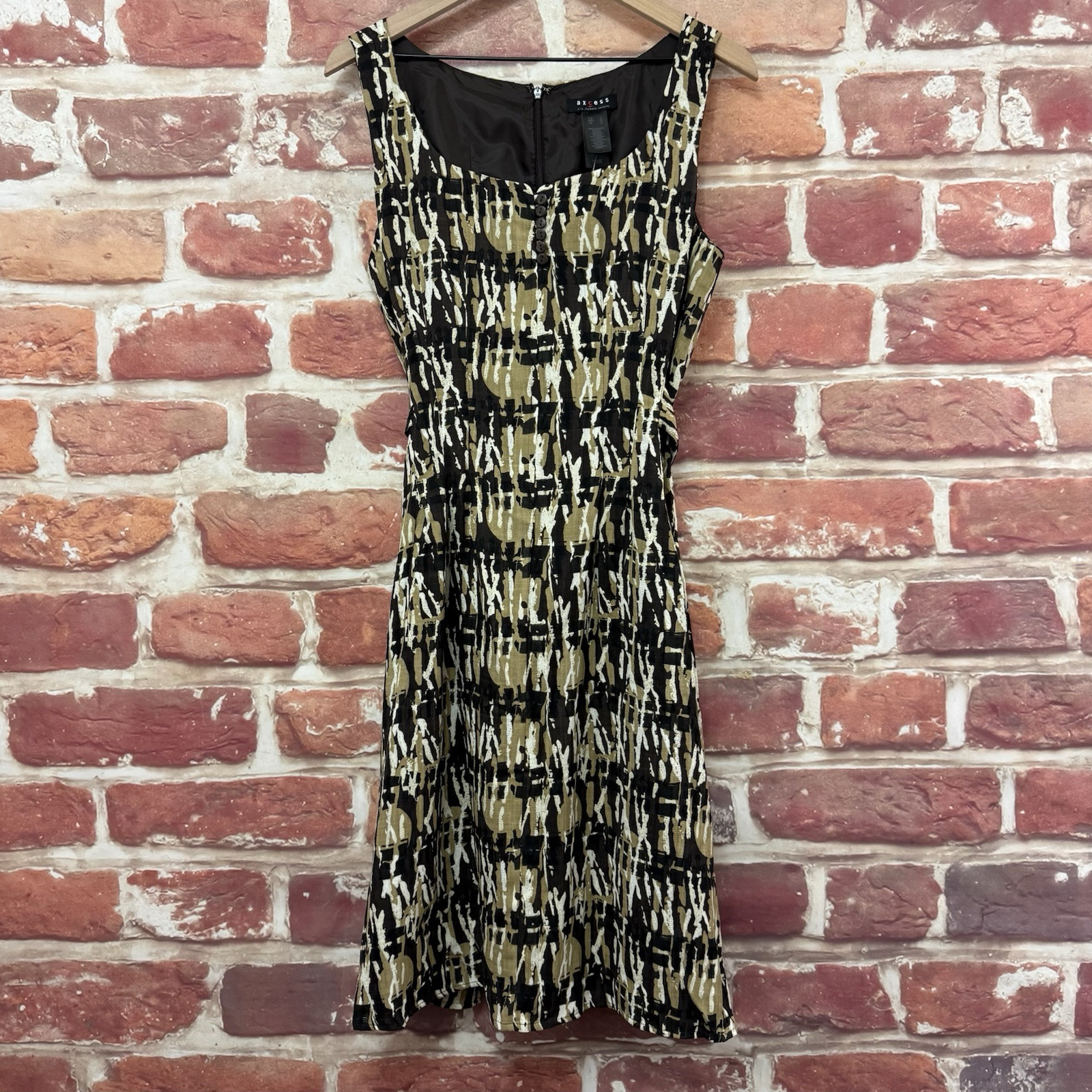 Liz Claiborne Axcess Dress Womens Large Multicolor Abstract Casual Zip Up