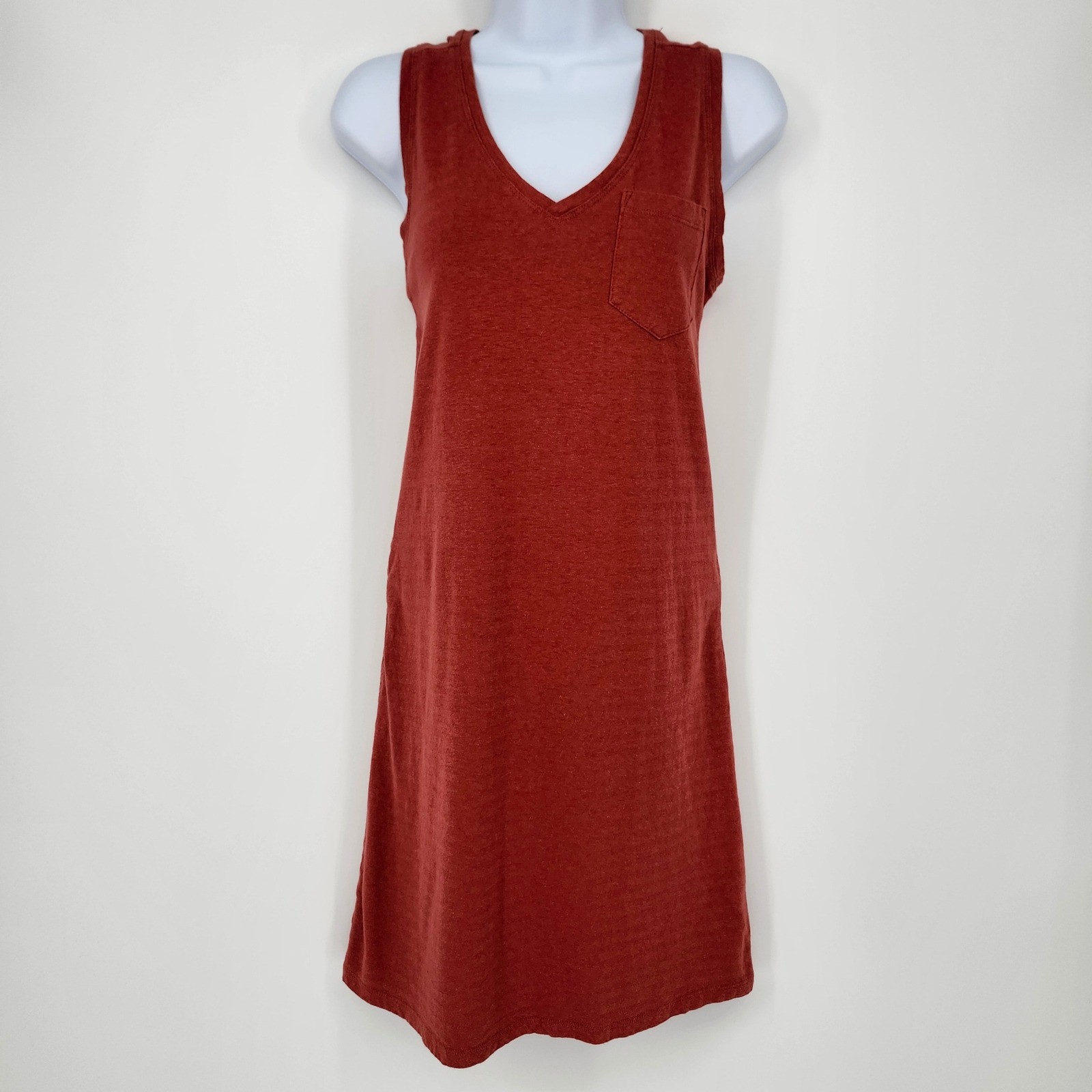 Toad&Co Grom Tank Dress Womens XS Rust Red Hemp Blend Earthy Indie Granola Boho