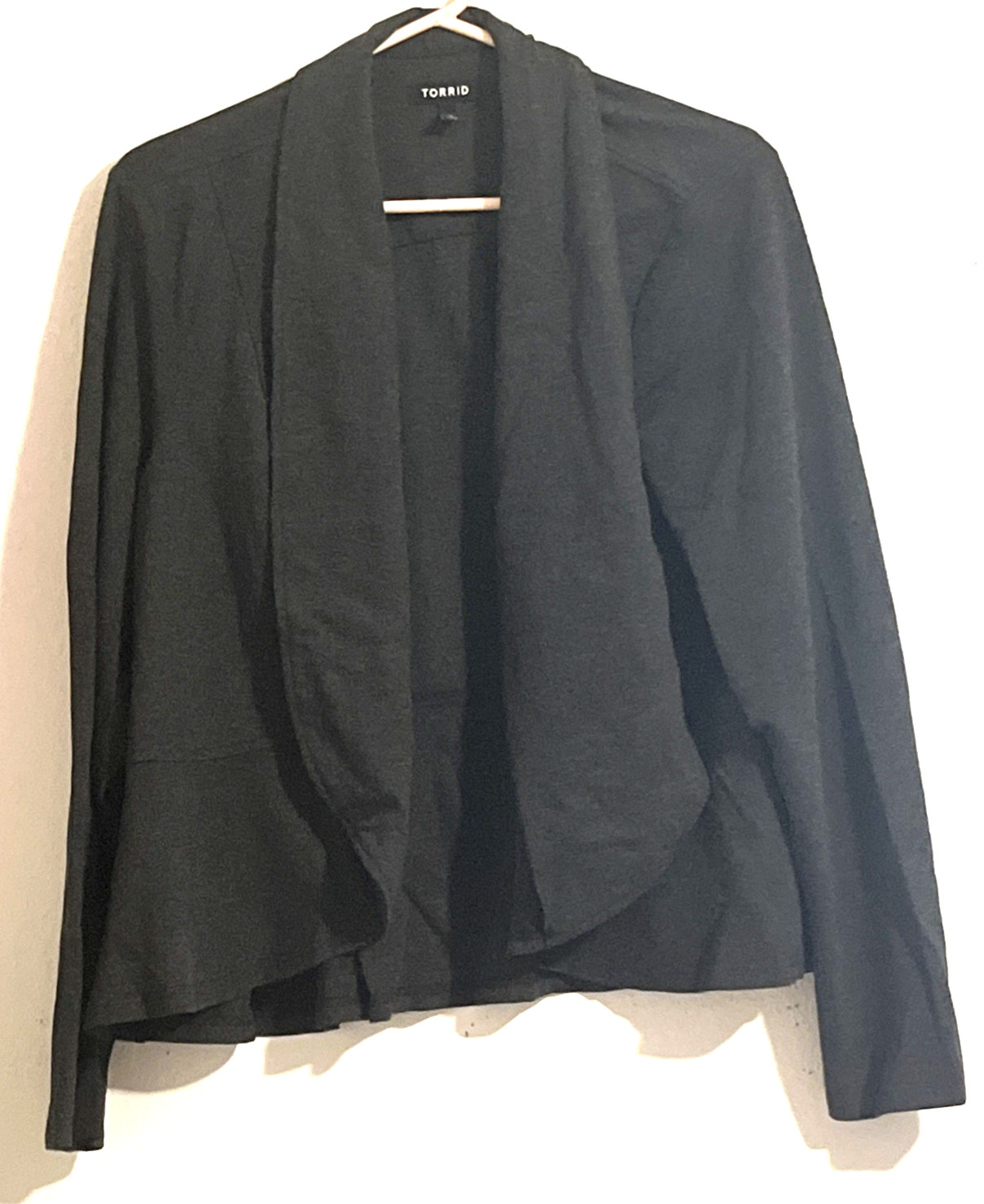 Torrid Open Blazer Size 2 Charcoal Gray 100% Cotton Open No Closure Office Event