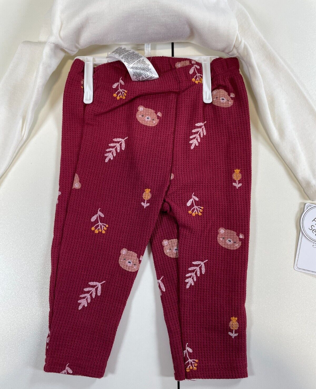 NWT Sterling Baby 3 Piece Set Long Sleeve Body Suit Pants Headband Bear 9 Months