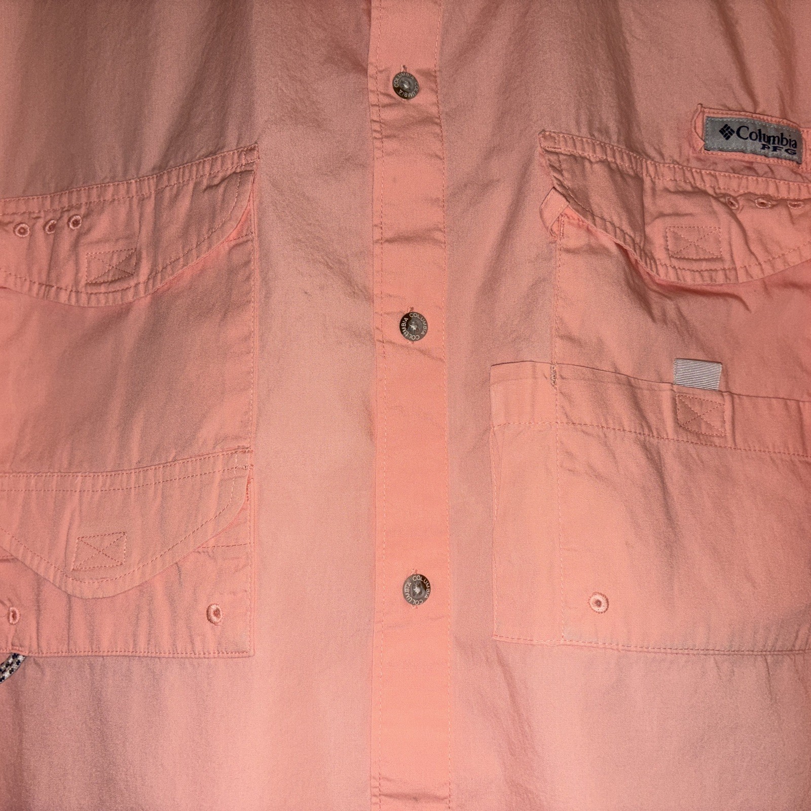 Columbia PFG Mens XL Performance Fishing Gear Shirt Vented OmniShade Peach