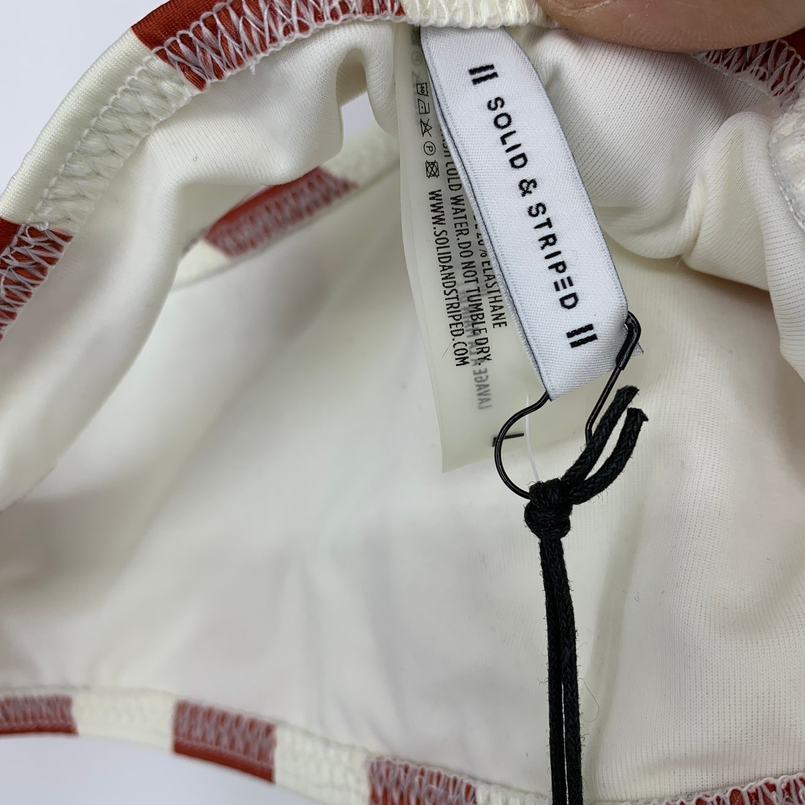 Solid & Striped Women’s Size L The Ellie Bikini Top Riad Cream Rust Stripe NEW
