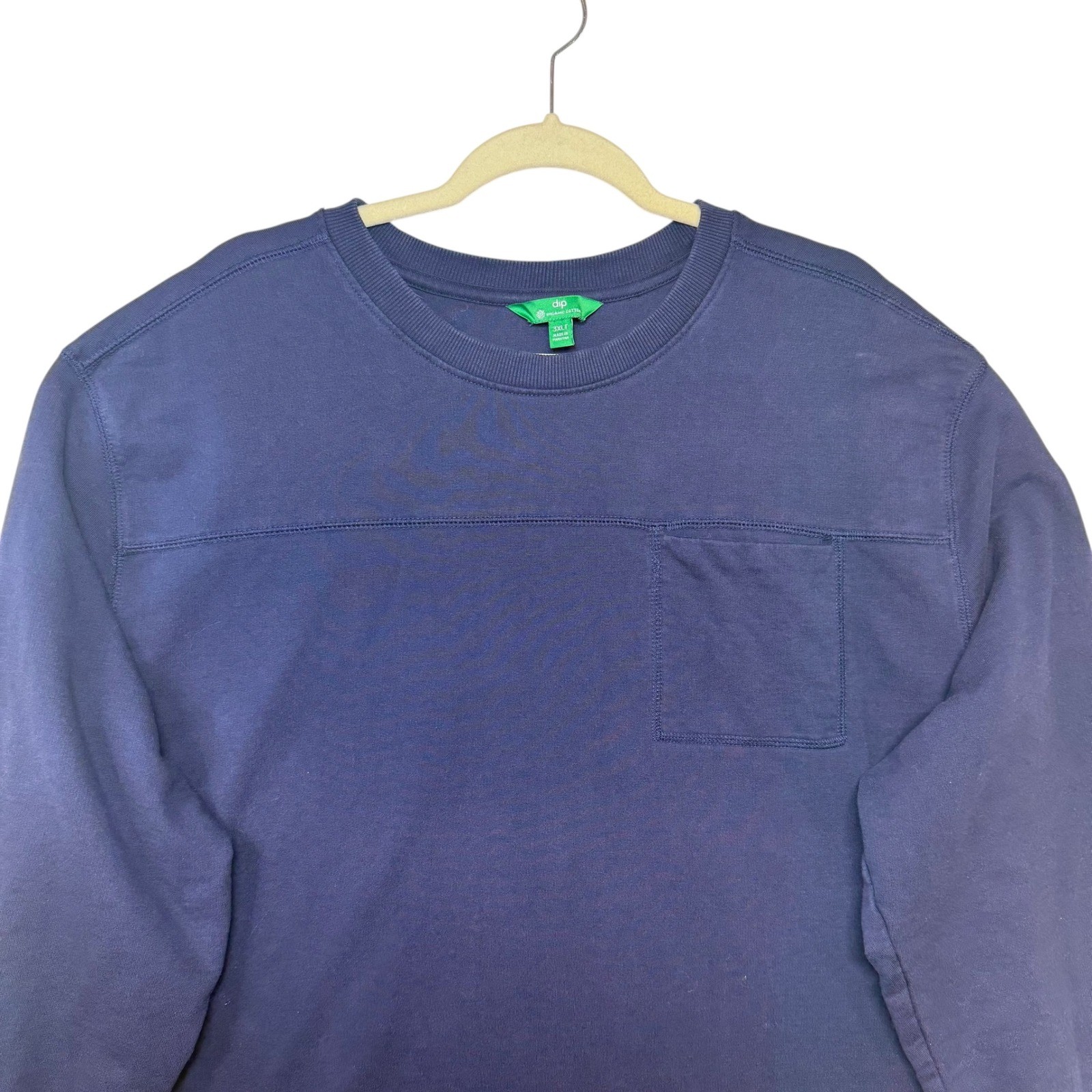 Dip Mens Organic Cotton Crewneck Shirt Basic Natural Fibers Navy Blue 3XLT