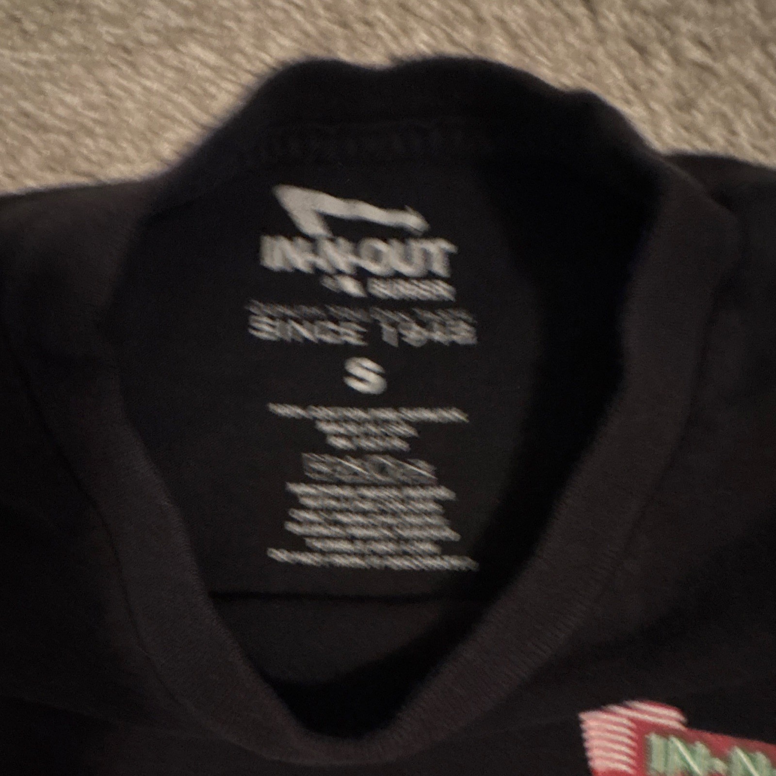 In-N-Out Men’s Black Double-Sided Logo Graphic Crew Neck T-Shirt Size S